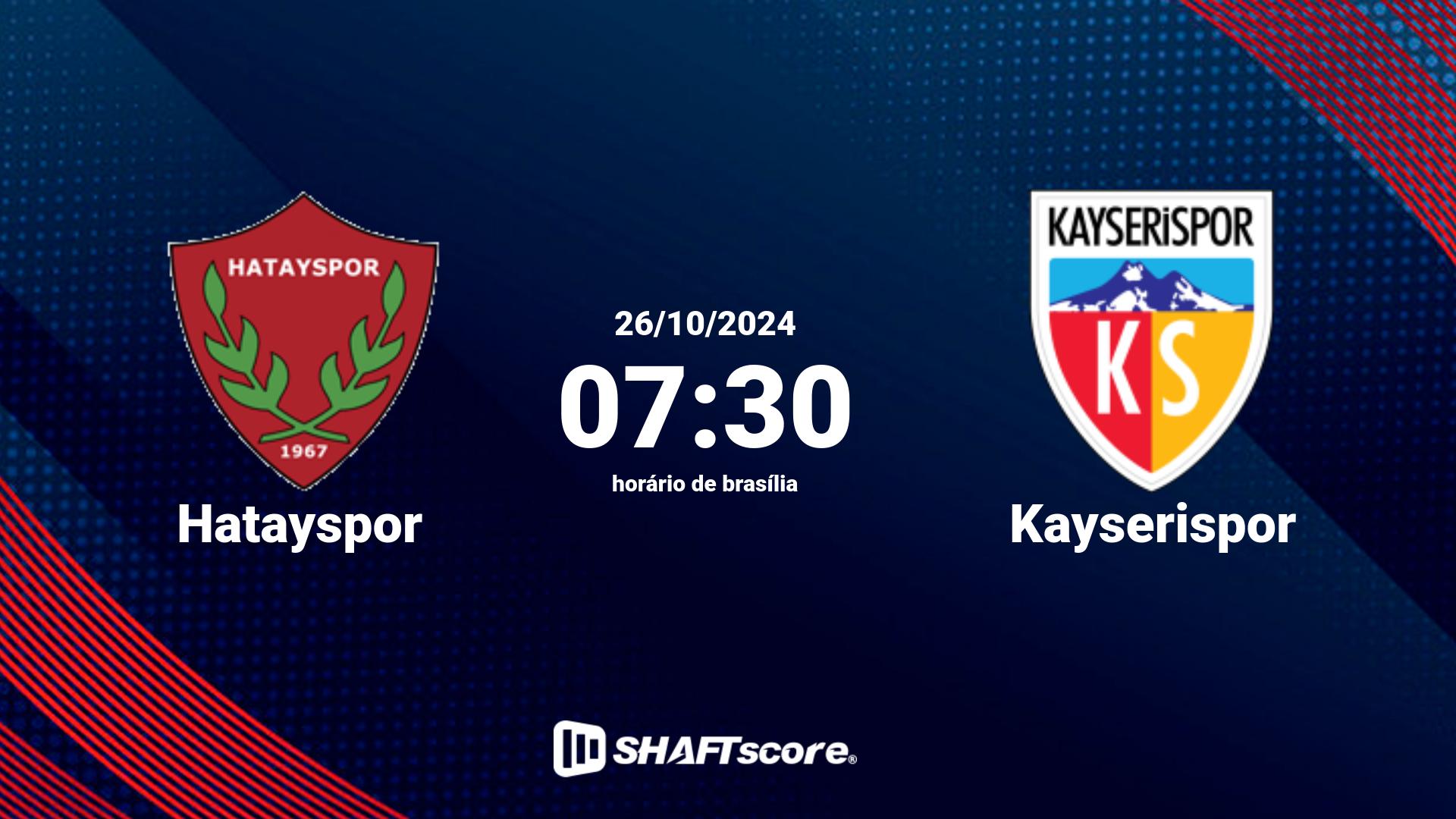 Estatísticas do jogo Hatayspor vs Kayserispor 26.10 07:30