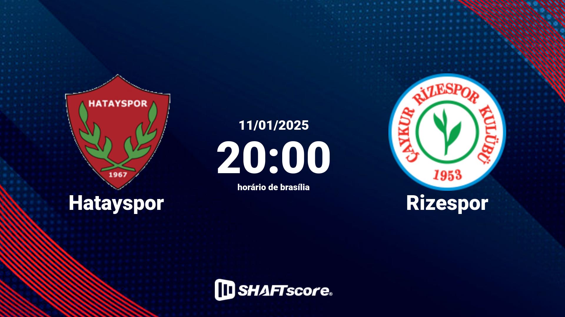 Estatísticas do jogo Hatayspor vs Rizespor 11.01 20:00