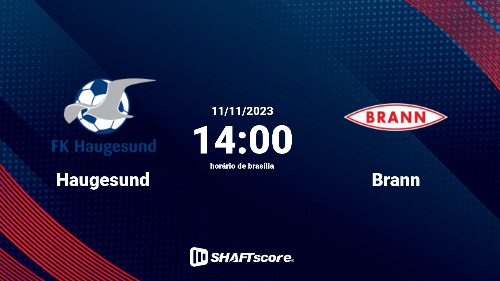 Estatísticas do jogo Haugesund vs Brann 11.11 14:00