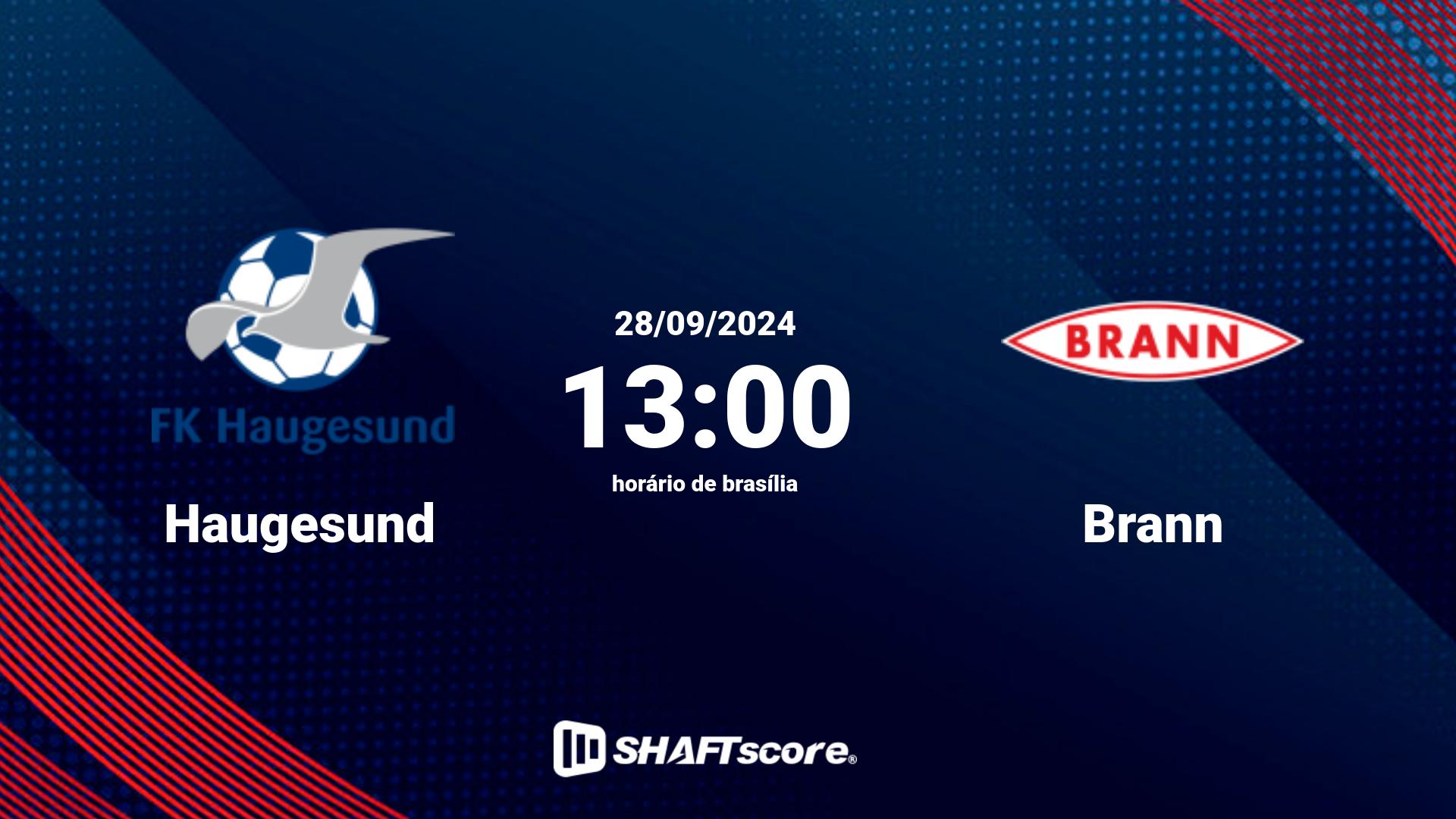 Estatísticas do jogo Haugesund vs Brann 28.09 13:00