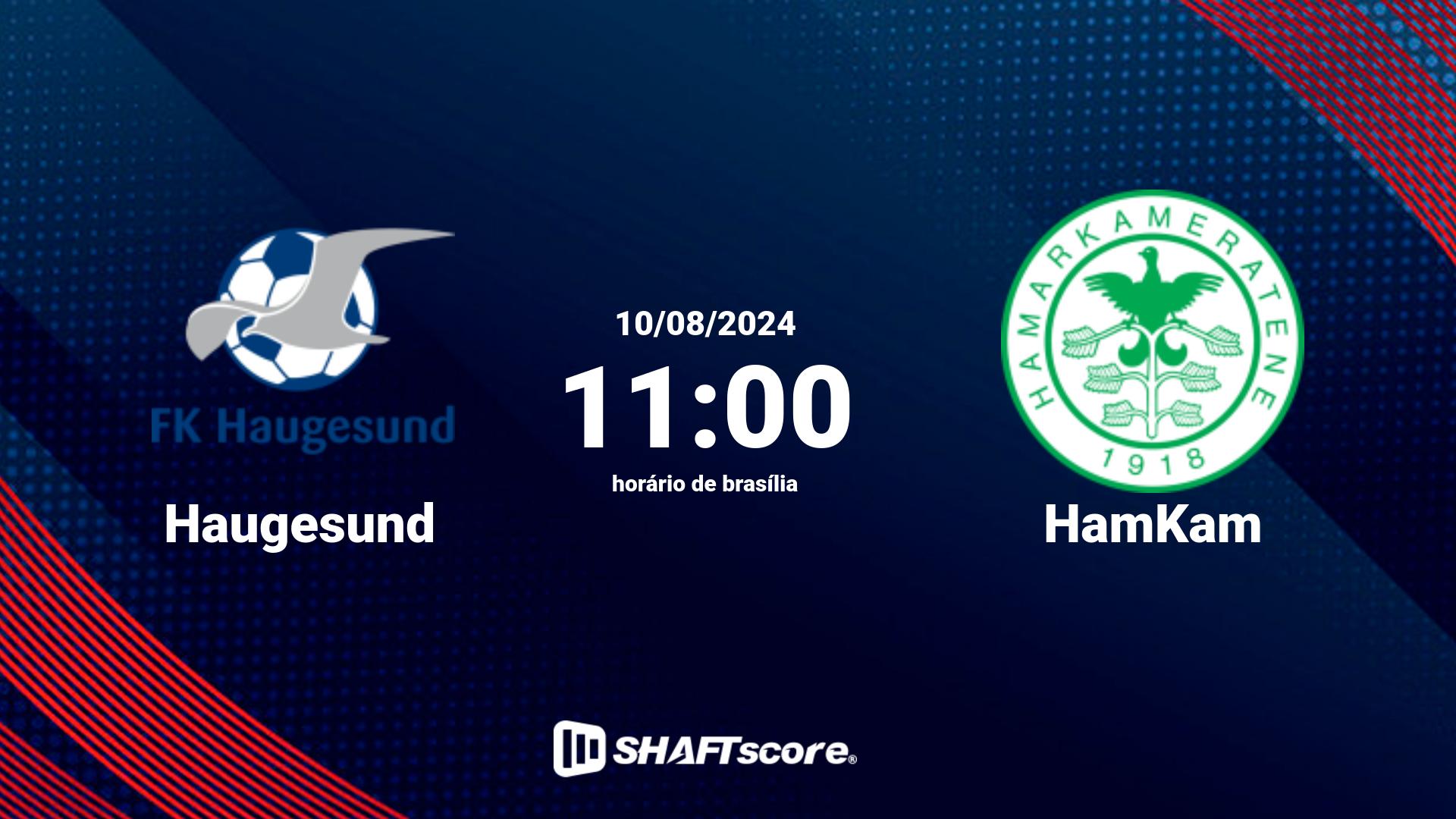 Estatísticas do jogo Haugesund vs HamKam 10.08 11:00