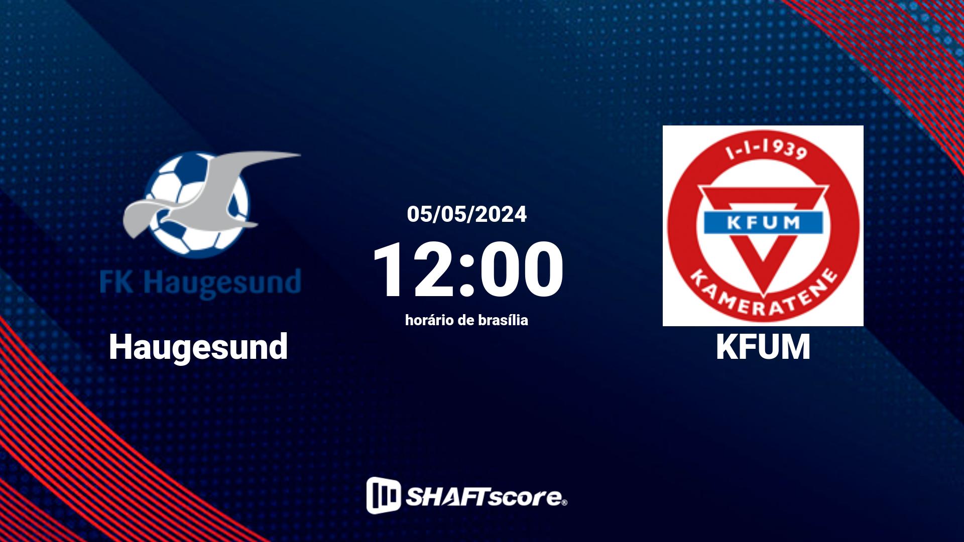 Estatísticas do jogo Haugesund vs KFUM 05.05 12:00