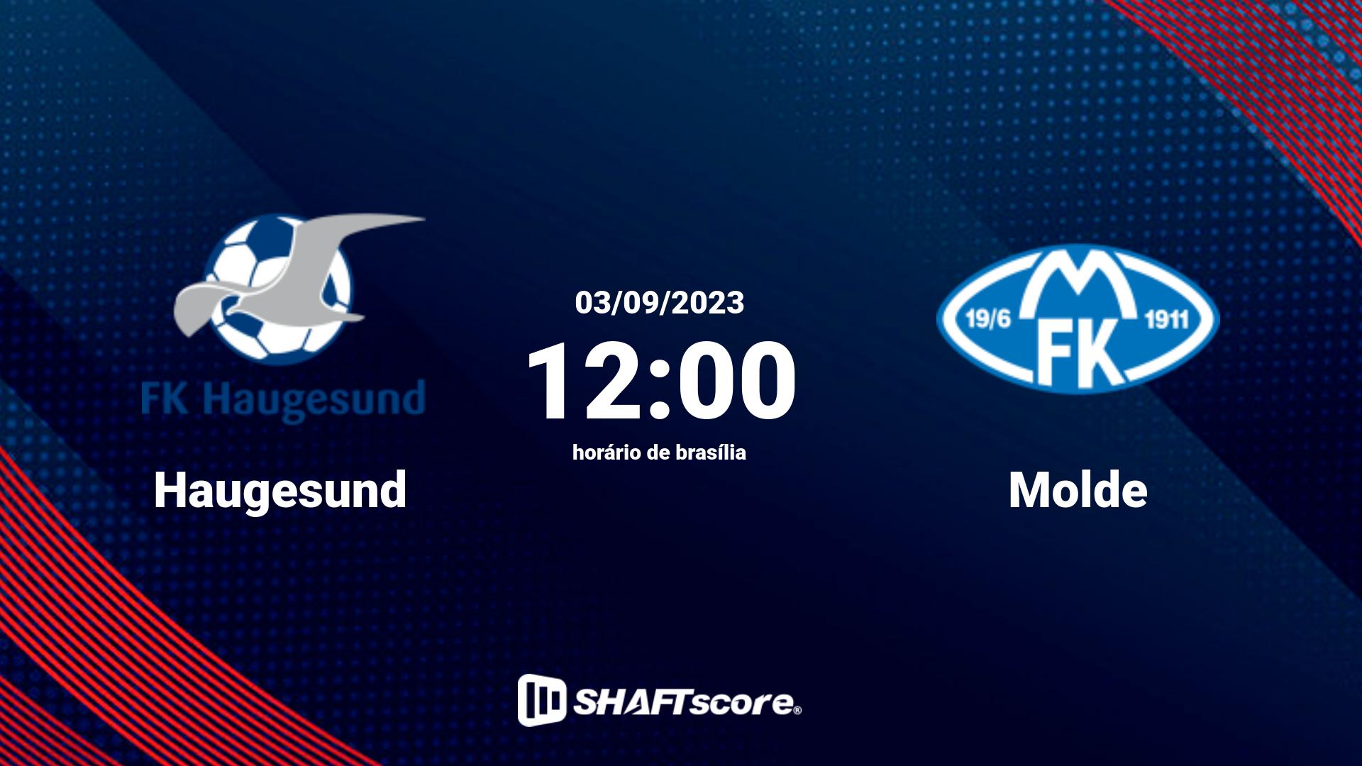 Estatísticas do jogo Haugesund vs Molde 03.09 12:00