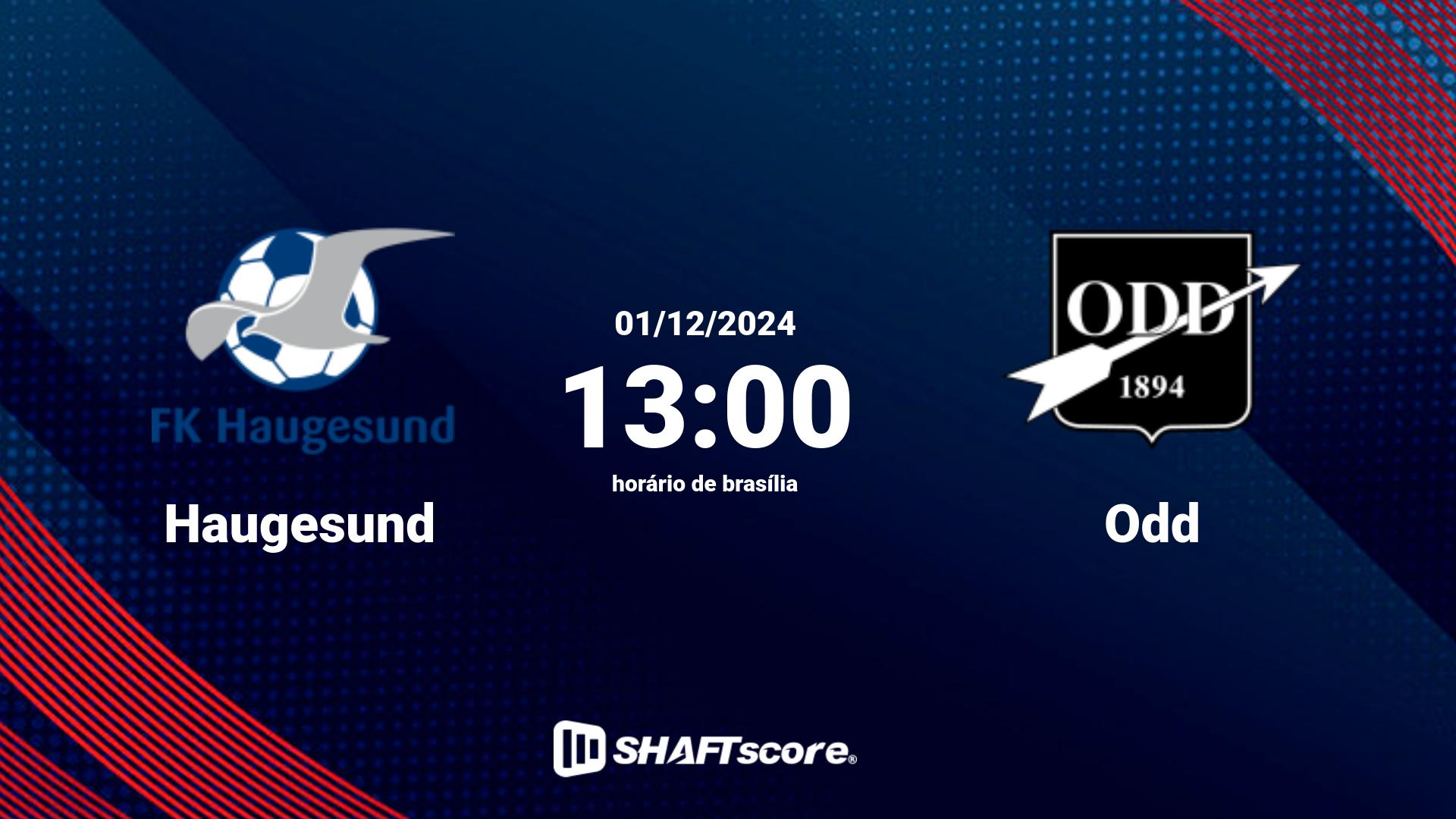 Estatísticas do jogo Haugesund vs Odd 01.12 13:00