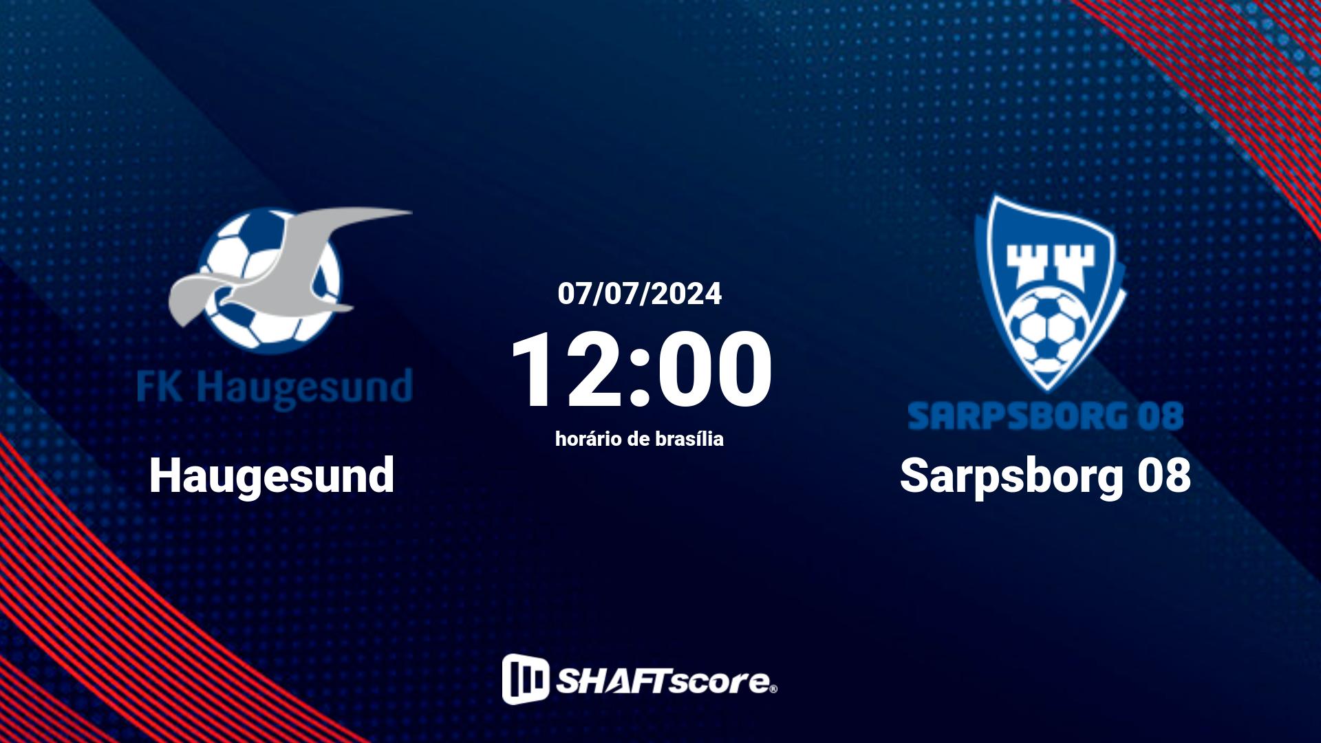 Estatísticas do jogo Haugesund vs Sarpsborg 08 07.07 12:00