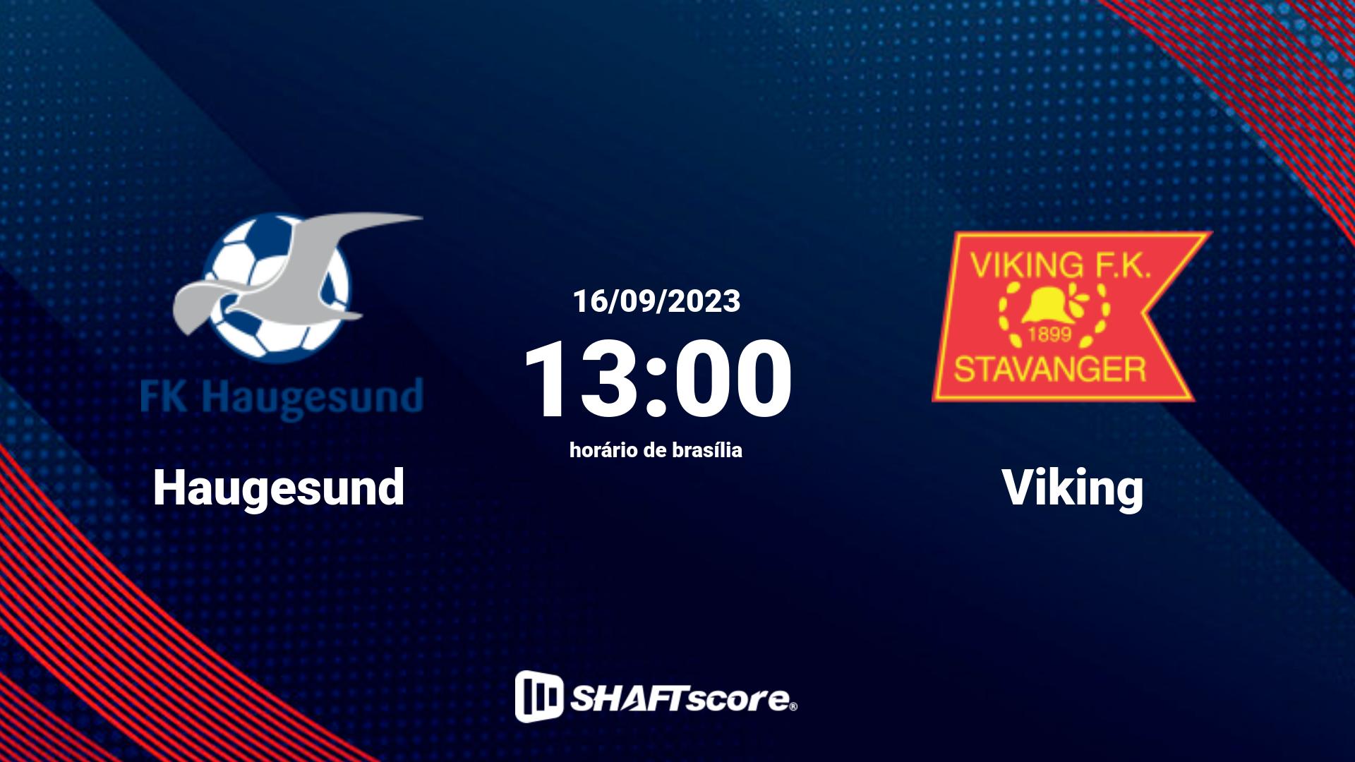 Estatísticas do jogo Haugesund vs Viking 16.09 13:00