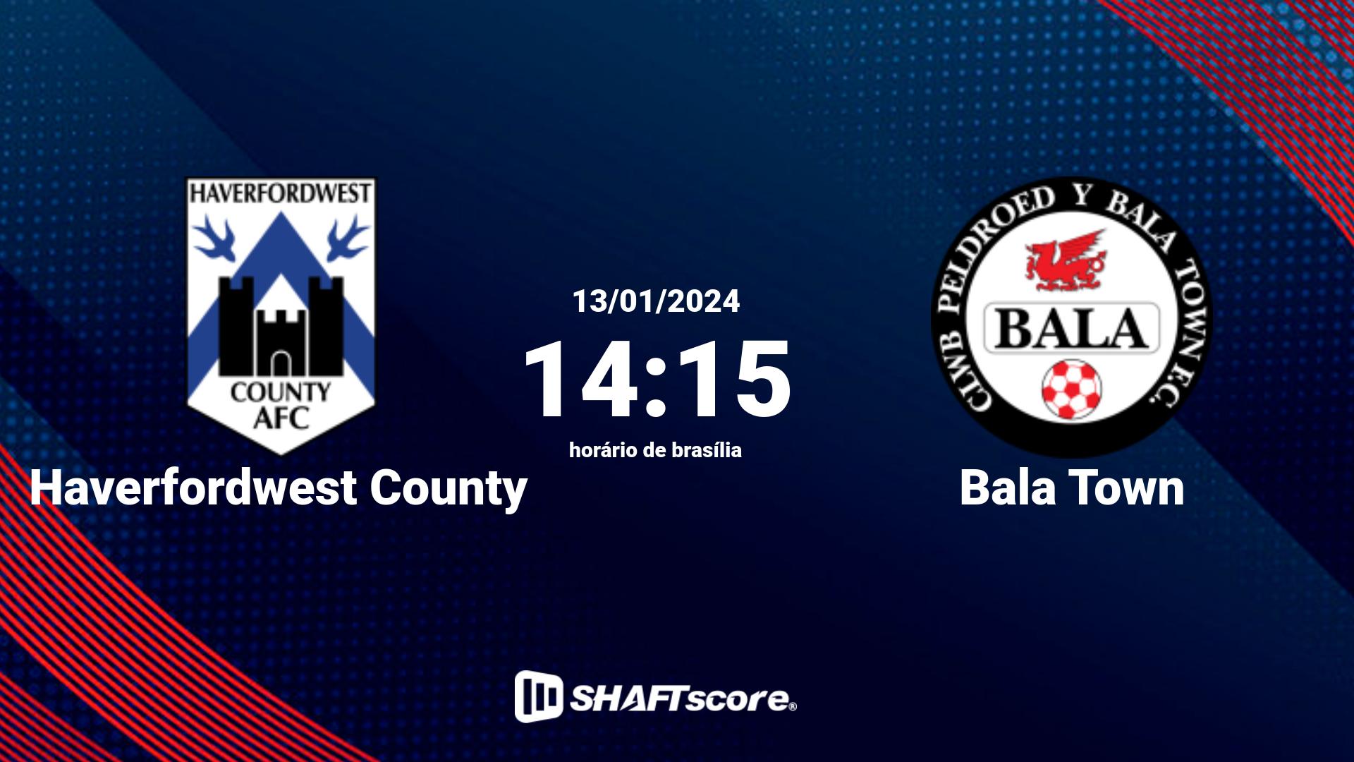 Estatísticas do jogo Haverfordwest County vs Bala Town 13.01 14:15