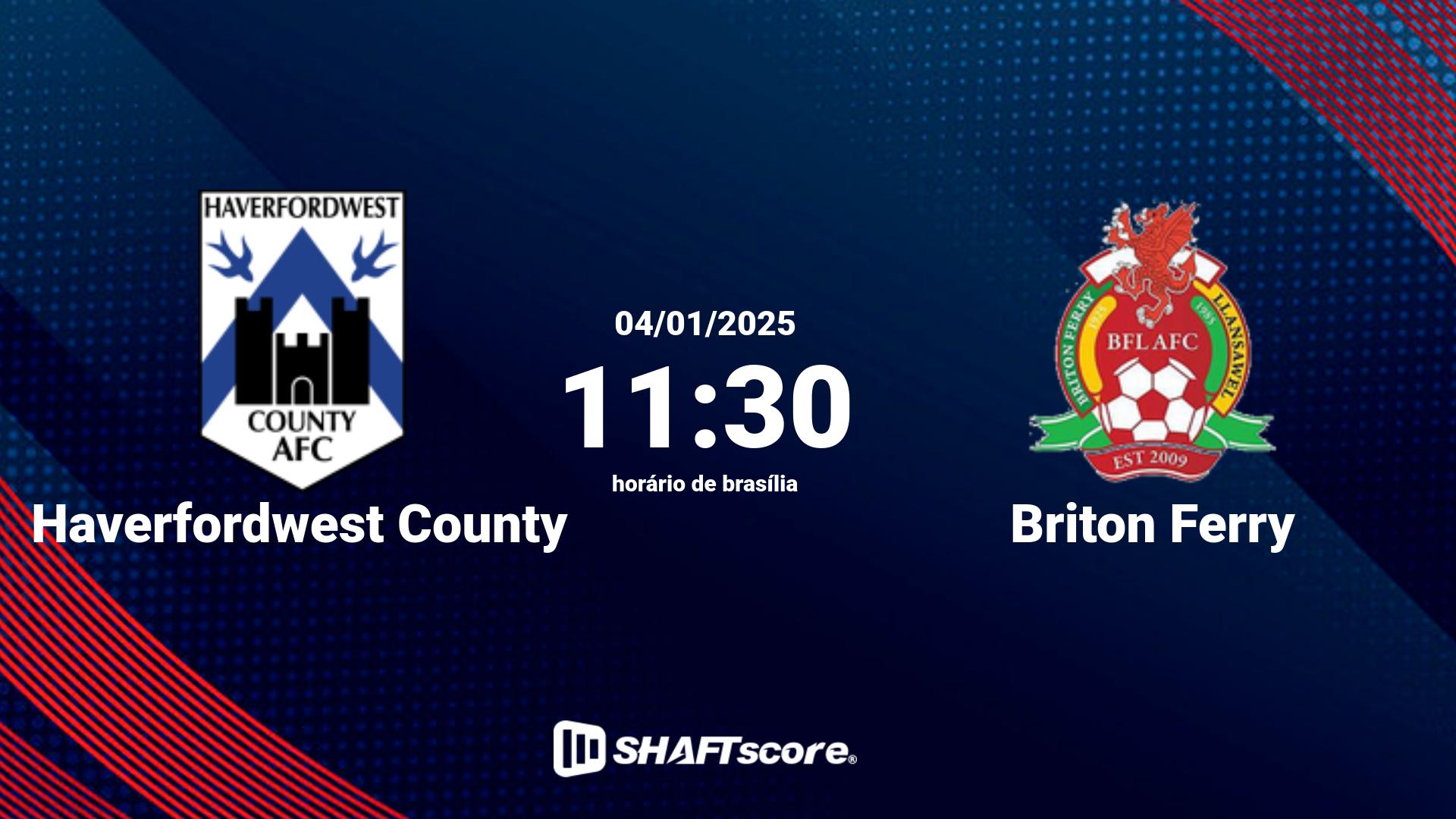 Estatísticas do jogo Haverfordwest County vs Briton Ferry 04.01 11:30