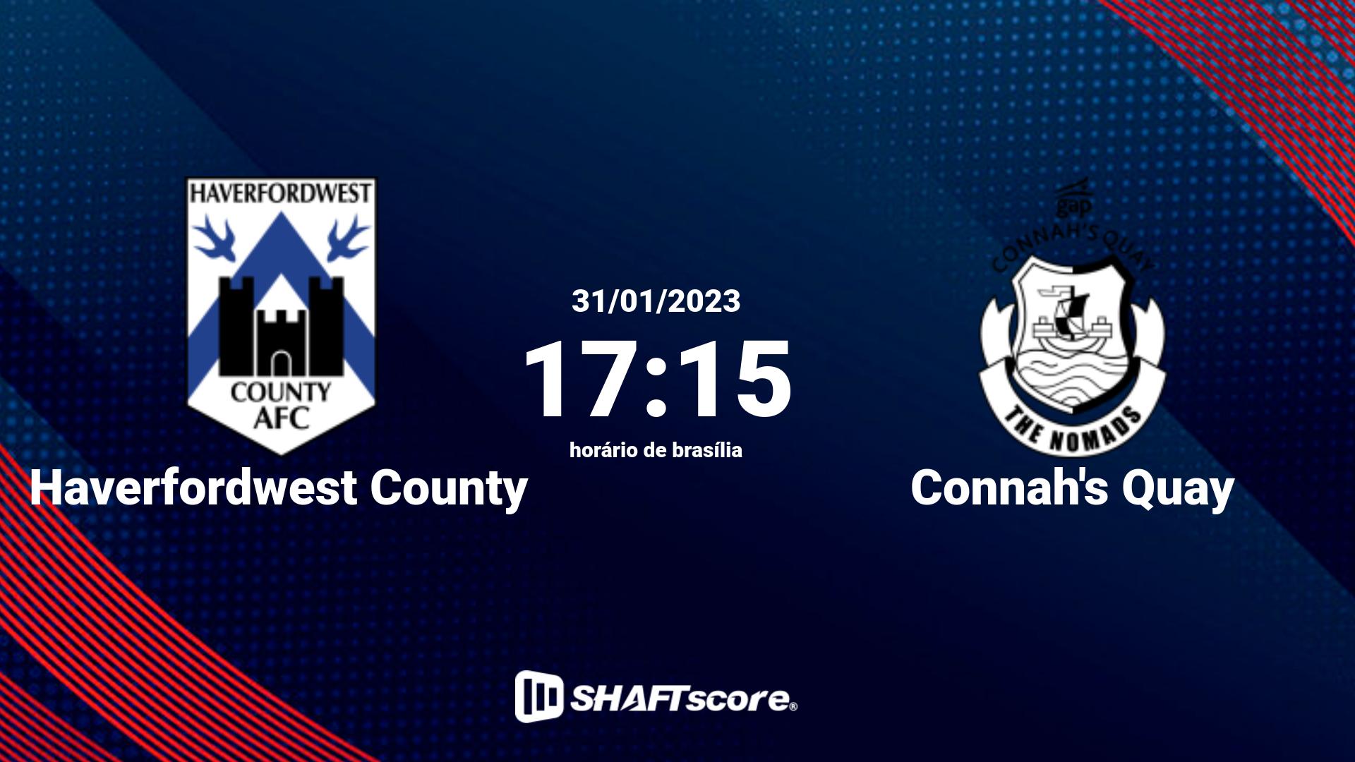 Estatísticas do jogo Haverfordwest County vs Connah's Quay 31.01 17:15