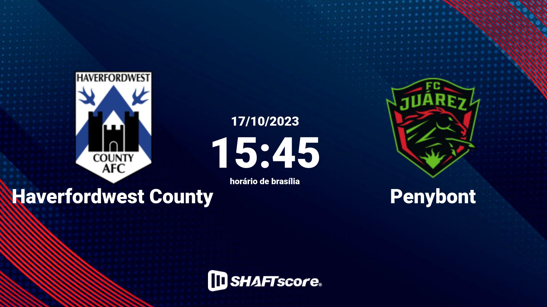 Estatísticas do jogo Haverfordwest County vs Penybont 17.10 15:45