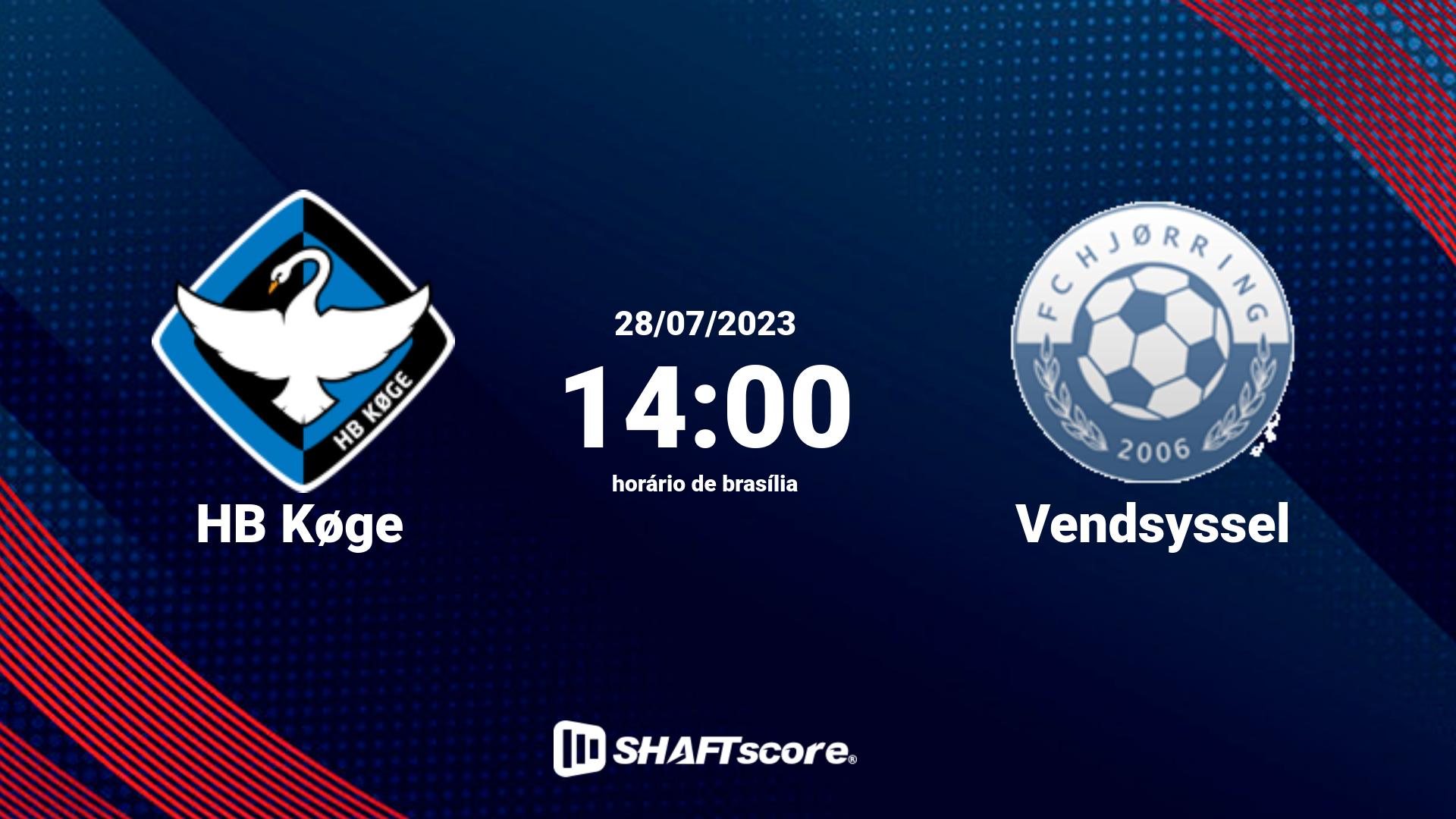 Estatísticas do jogo HB Køge vs Vendsyssel 28.07 14:00