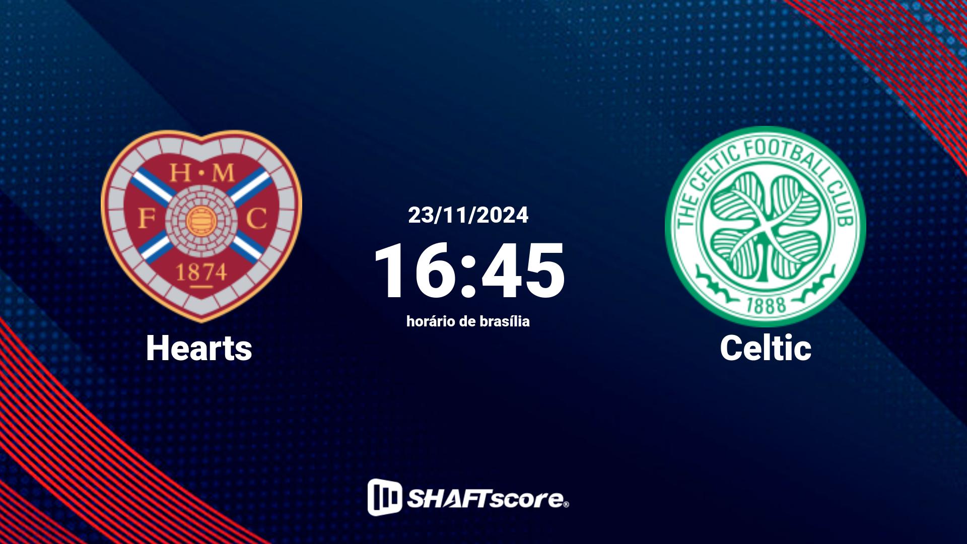 Estatísticas do jogo Hearts vs Celtic 23.11 16:45