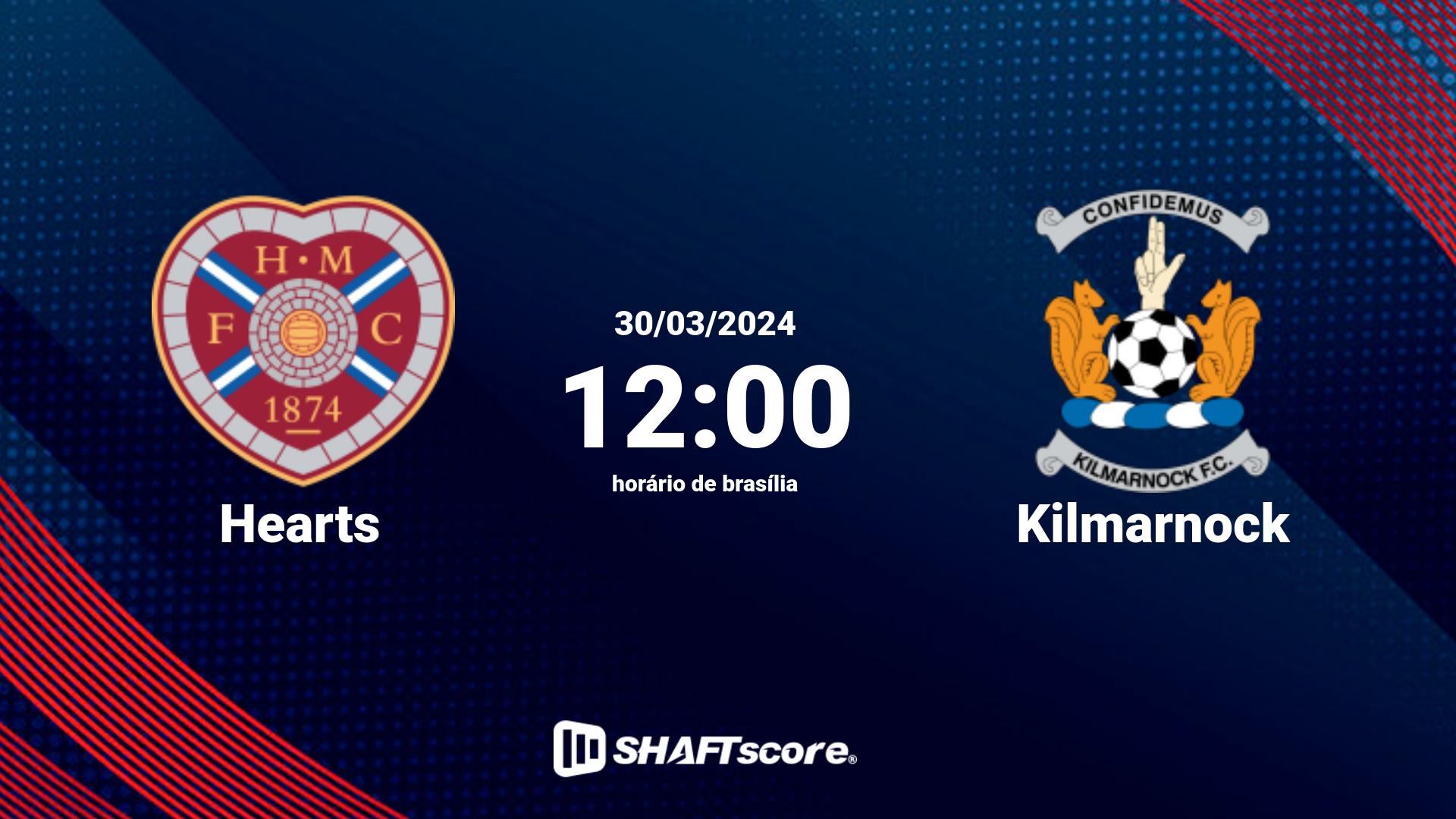 Estatísticas do jogo Hearts vs Kilmarnock 30.03 12:00