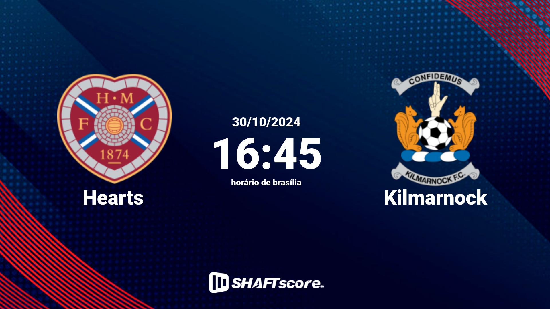 Estatísticas do jogo Hearts vs Kilmarnock 30.10 16:45