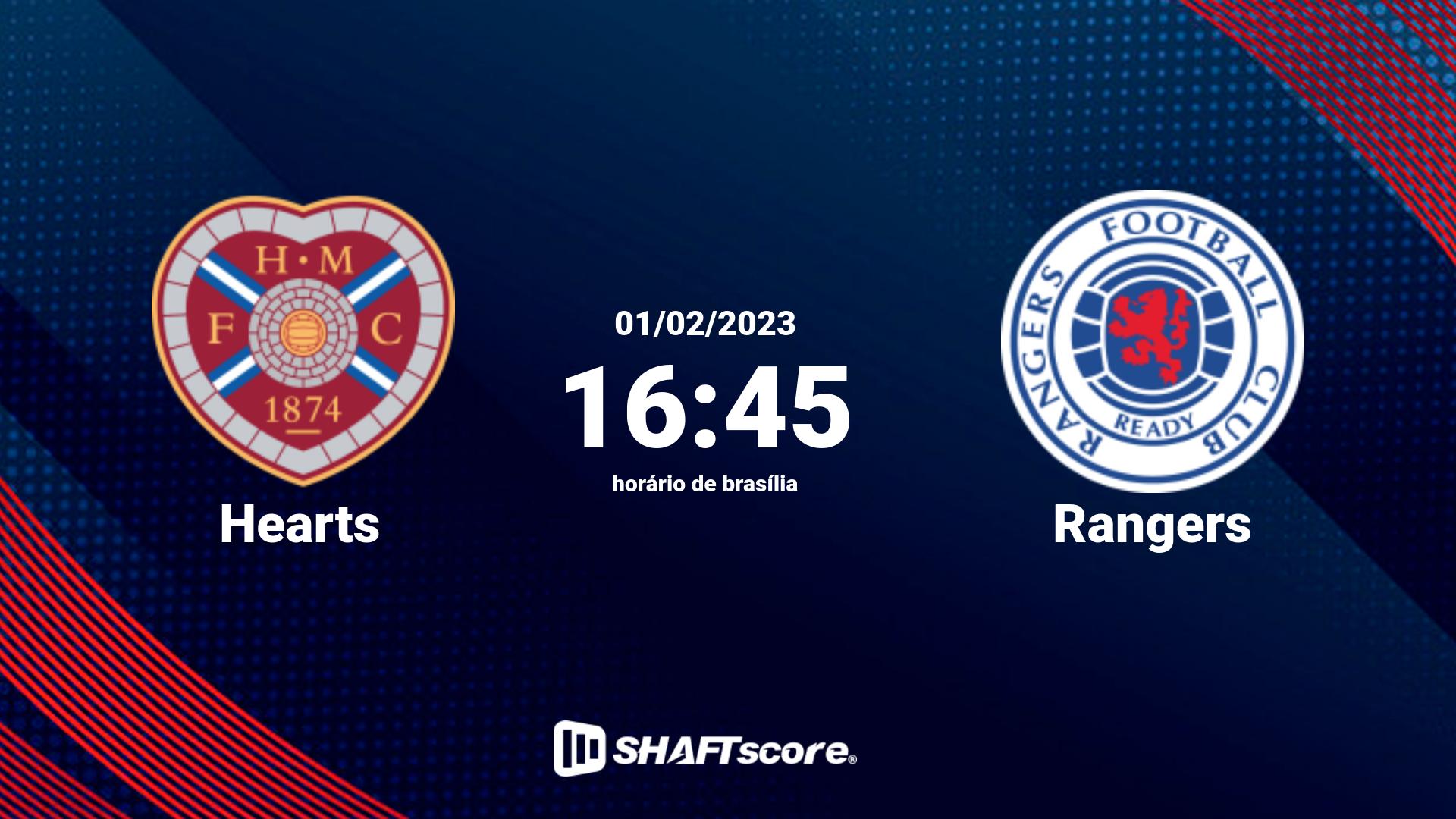 Estatísticas do jogo Hearts vs Rangers 01.02 16:45