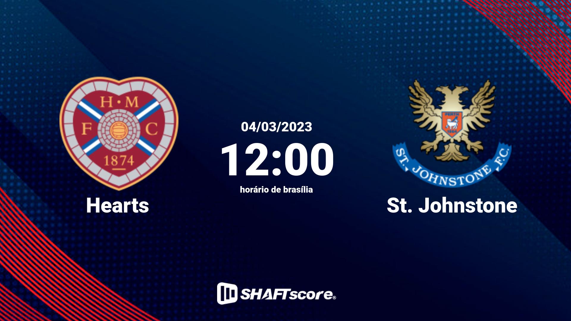 Estatísticas do jogo Hearts vs St. Johnstone 04.03 12:00