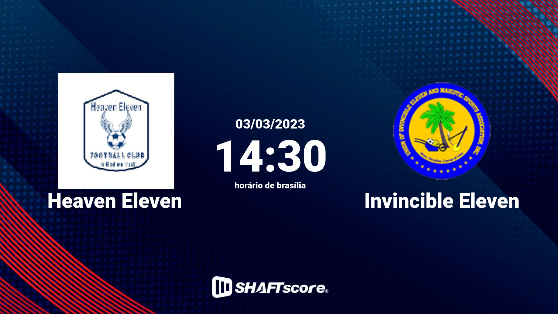 Estatísticas do jogo Heaven Eleven vs Invincible Eleven 03.03 14:30