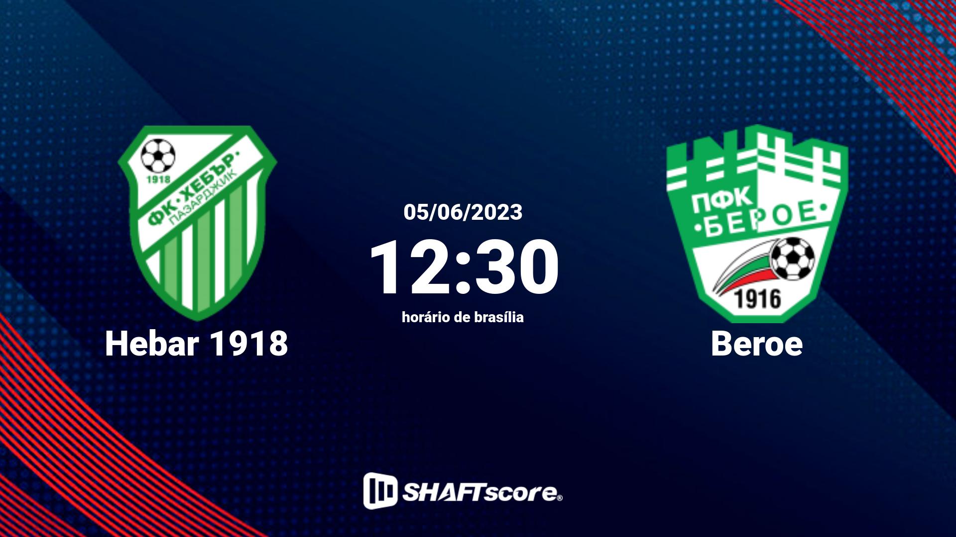 Estatísticas do jogo Hebar 1918 vs Beroe 05.06 12:30