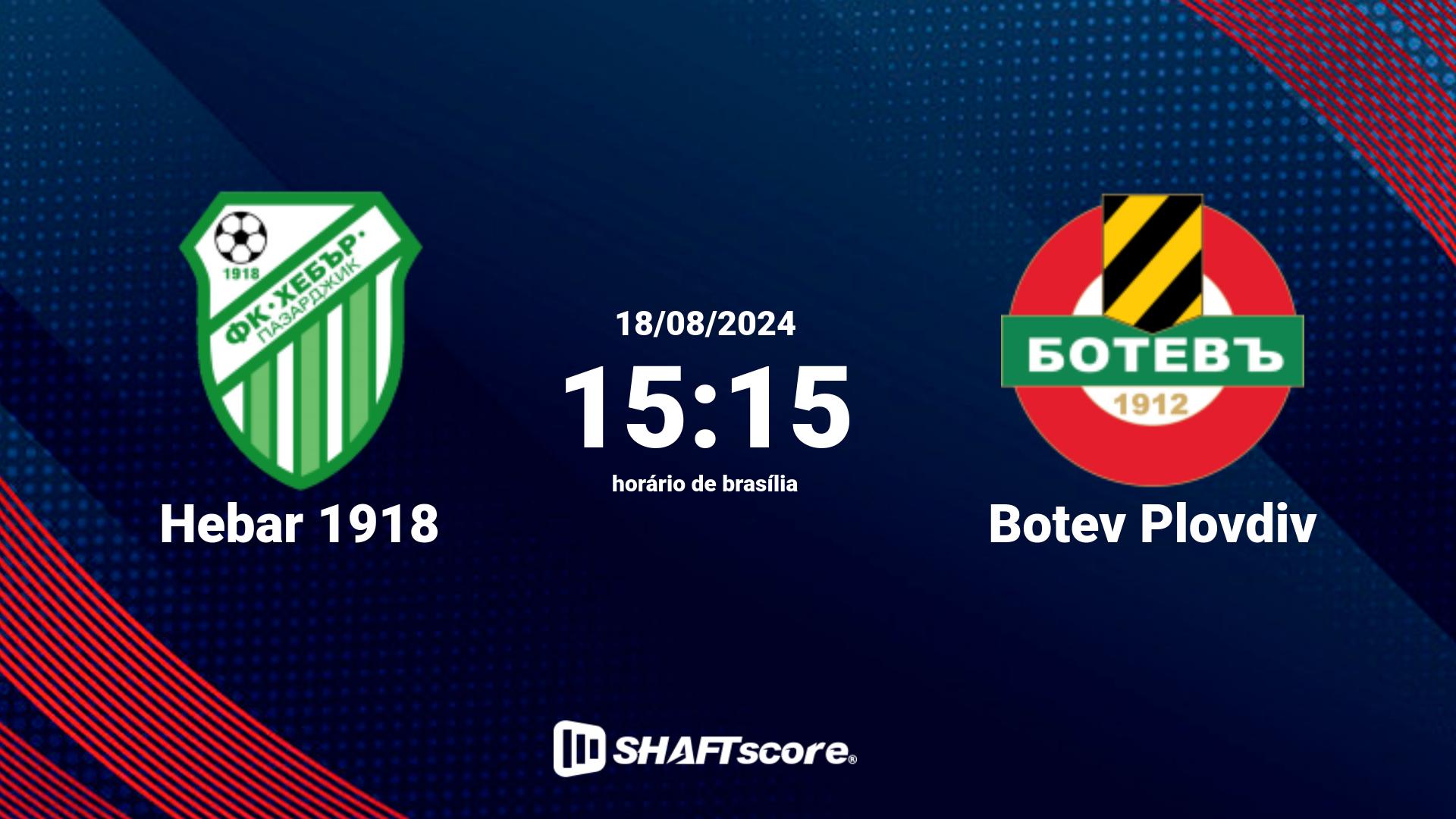 Estatísticas do jogo Hebar 1918 vs Botev Plovdiv 18.08 15:15