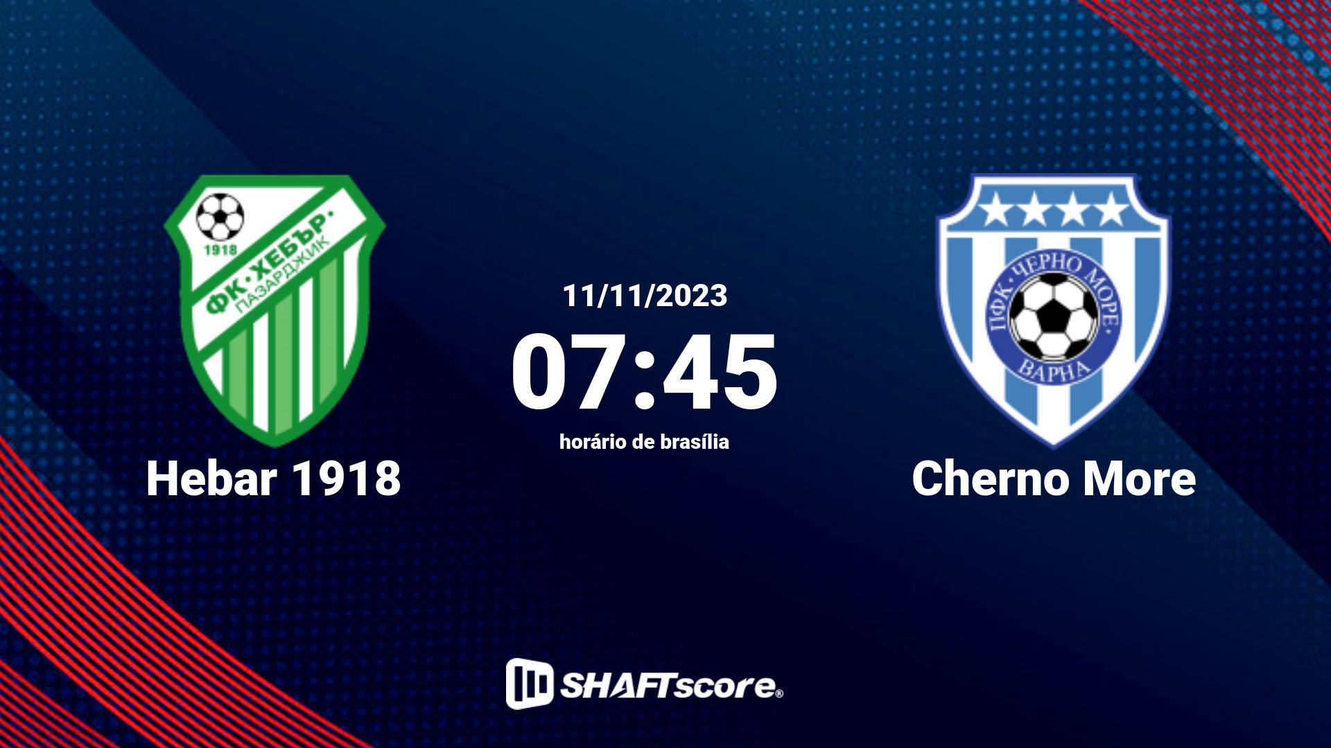 Estatísticas do jogo Hebar 1918 vs Cherno More 11.11 07:45