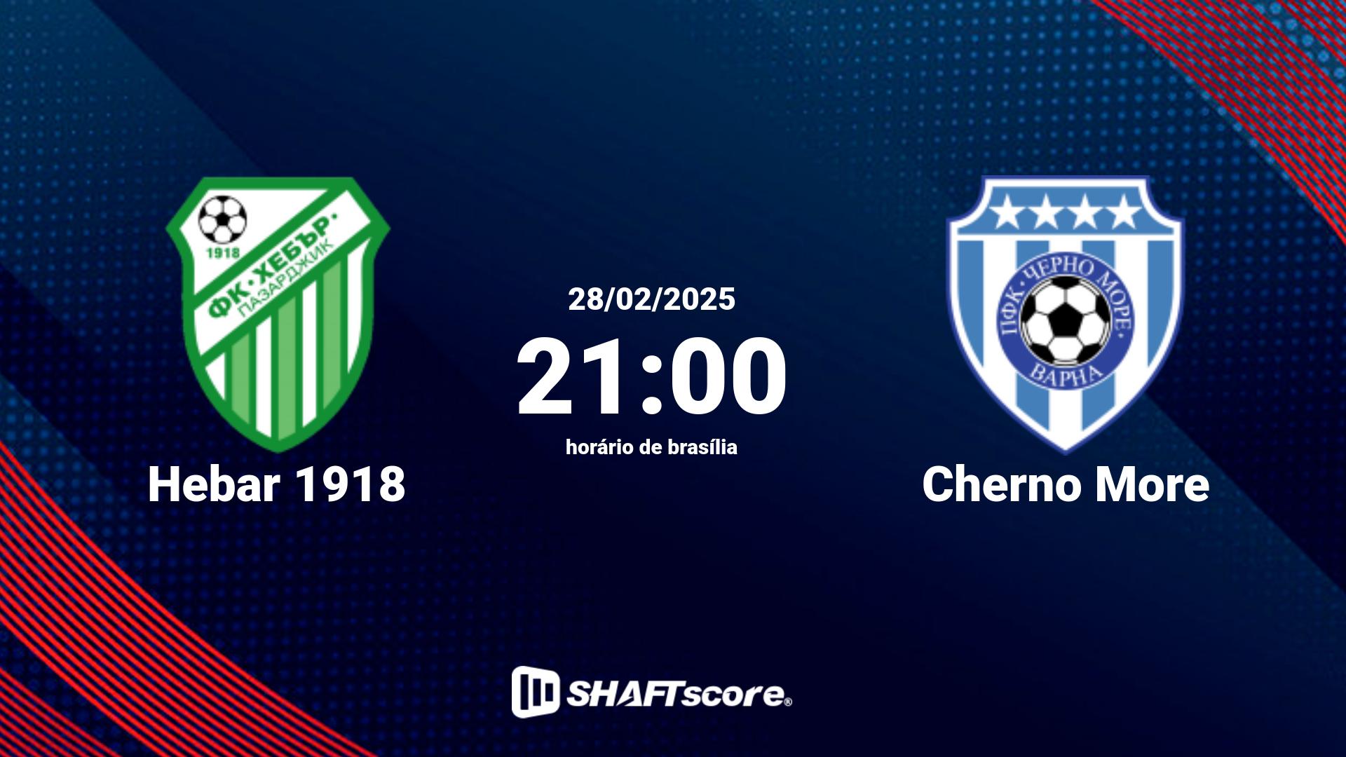 Estatísticas do jogo Hebar 1918 vs Cherno More 28.02 21:00