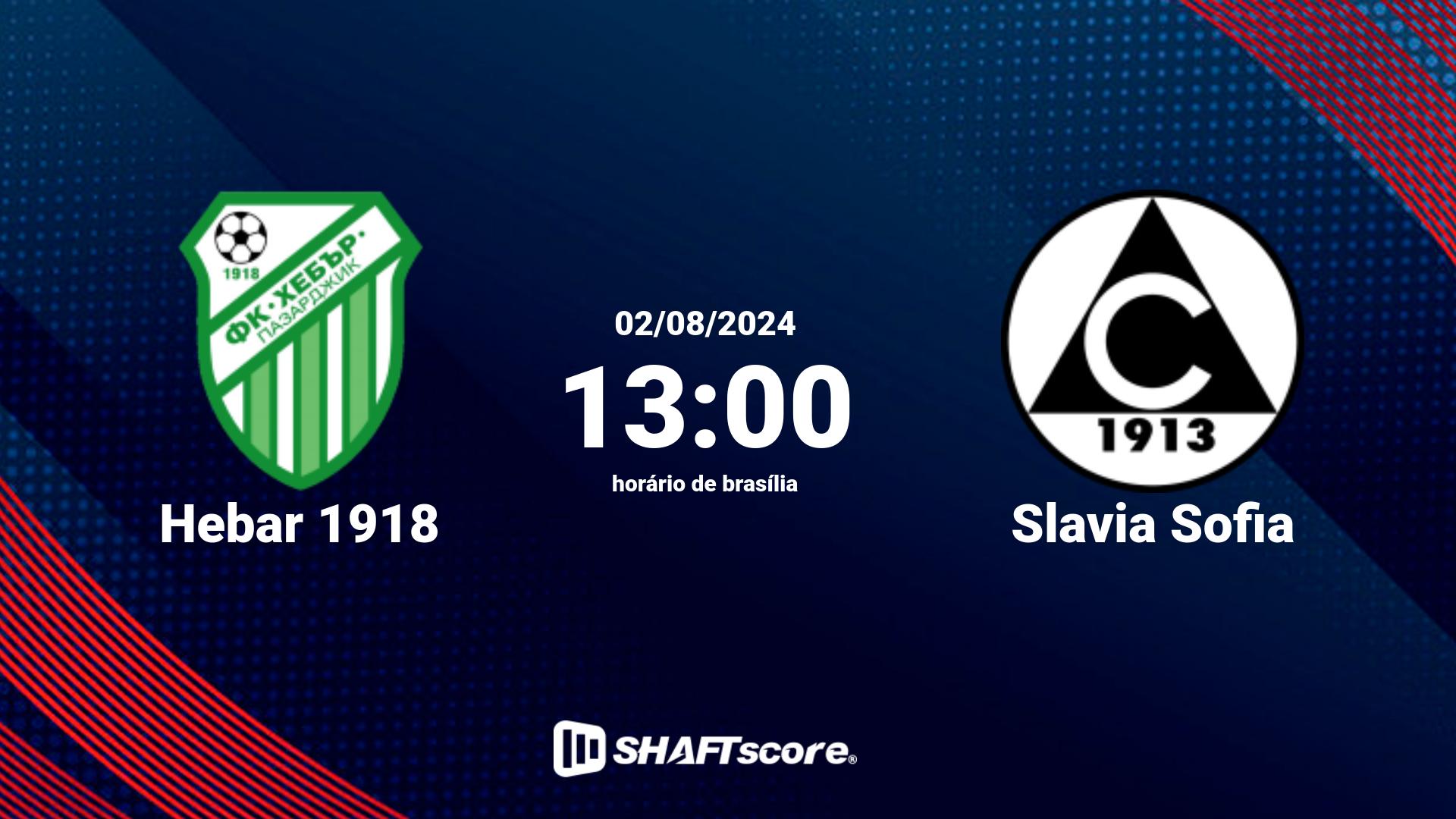 Estatísticas do jogo Hebar 1918 vs Slavia Sofia 02.08 13:00