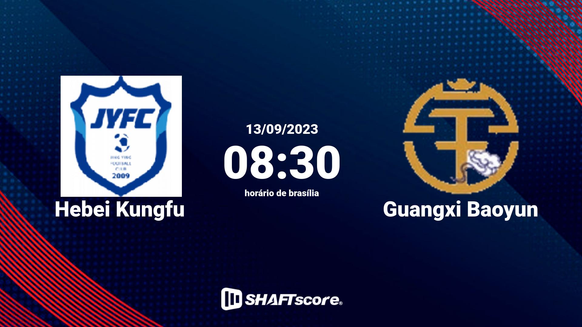 Estatísticas do jogo Hebei Kungfu vs Guangxi Baoyun 13.09 08:30