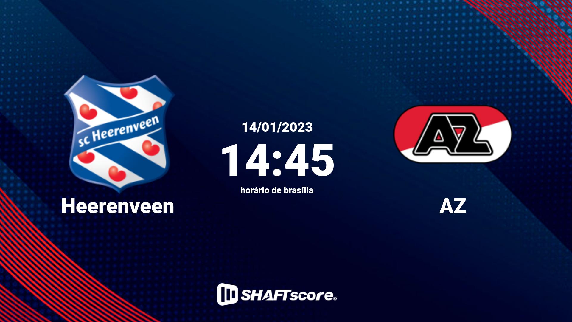 Estatísticas do jogo Heerenveen vs AZ 14.01 14:45