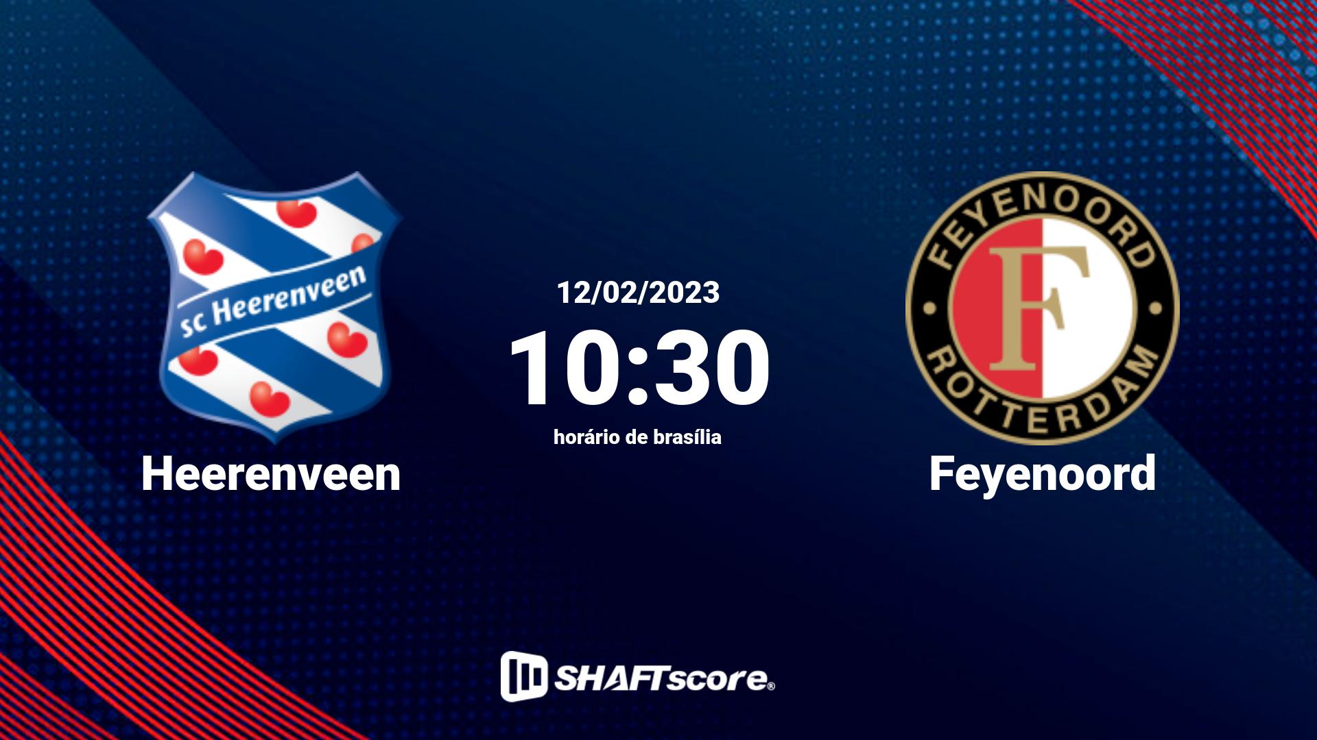 Estatísticas do jogo Heerenveen vs Feyenoord 12.02 10:30