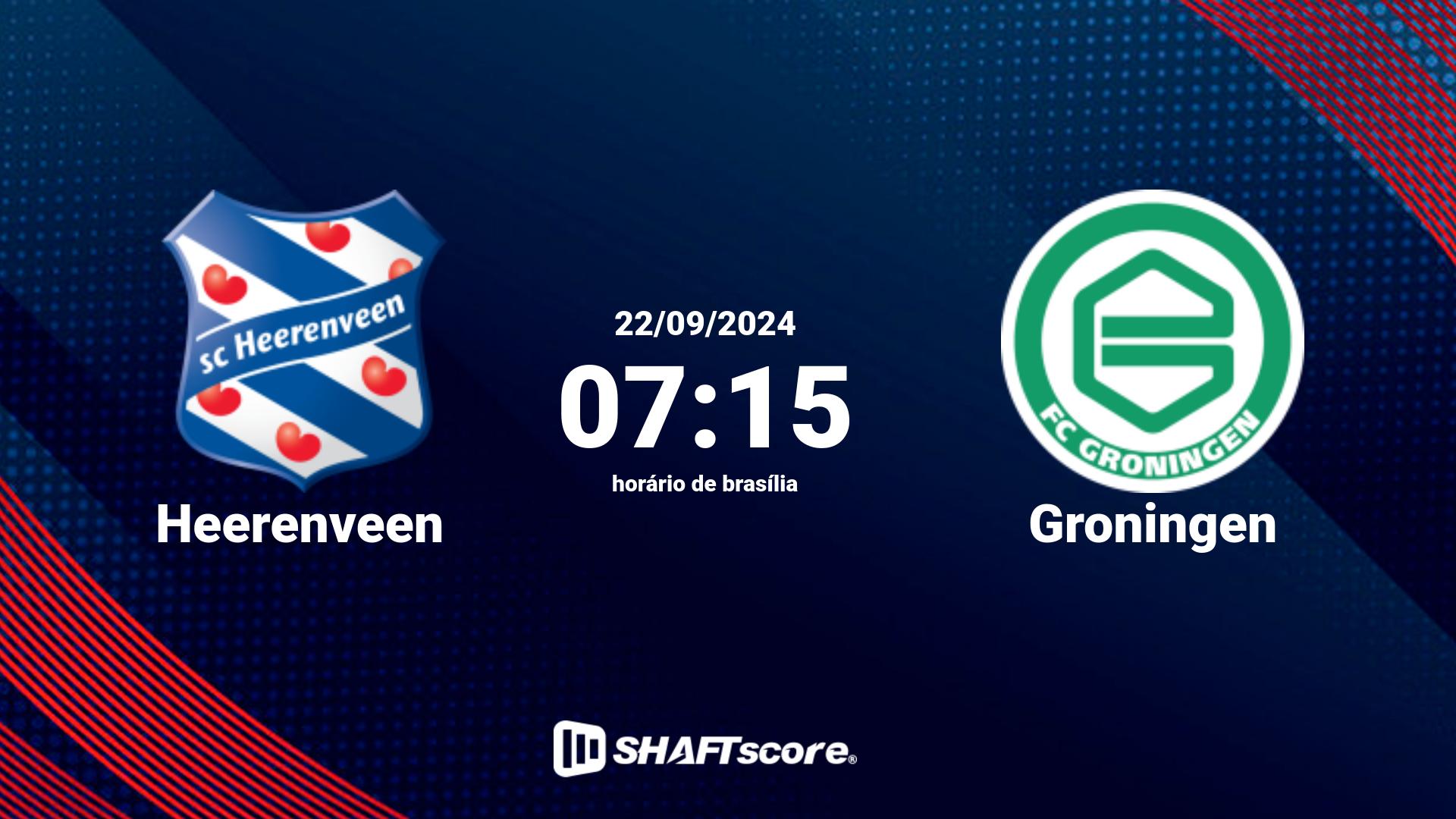 Estatísticas do jogo Heerenveen vs Groningen 22.09 07:15