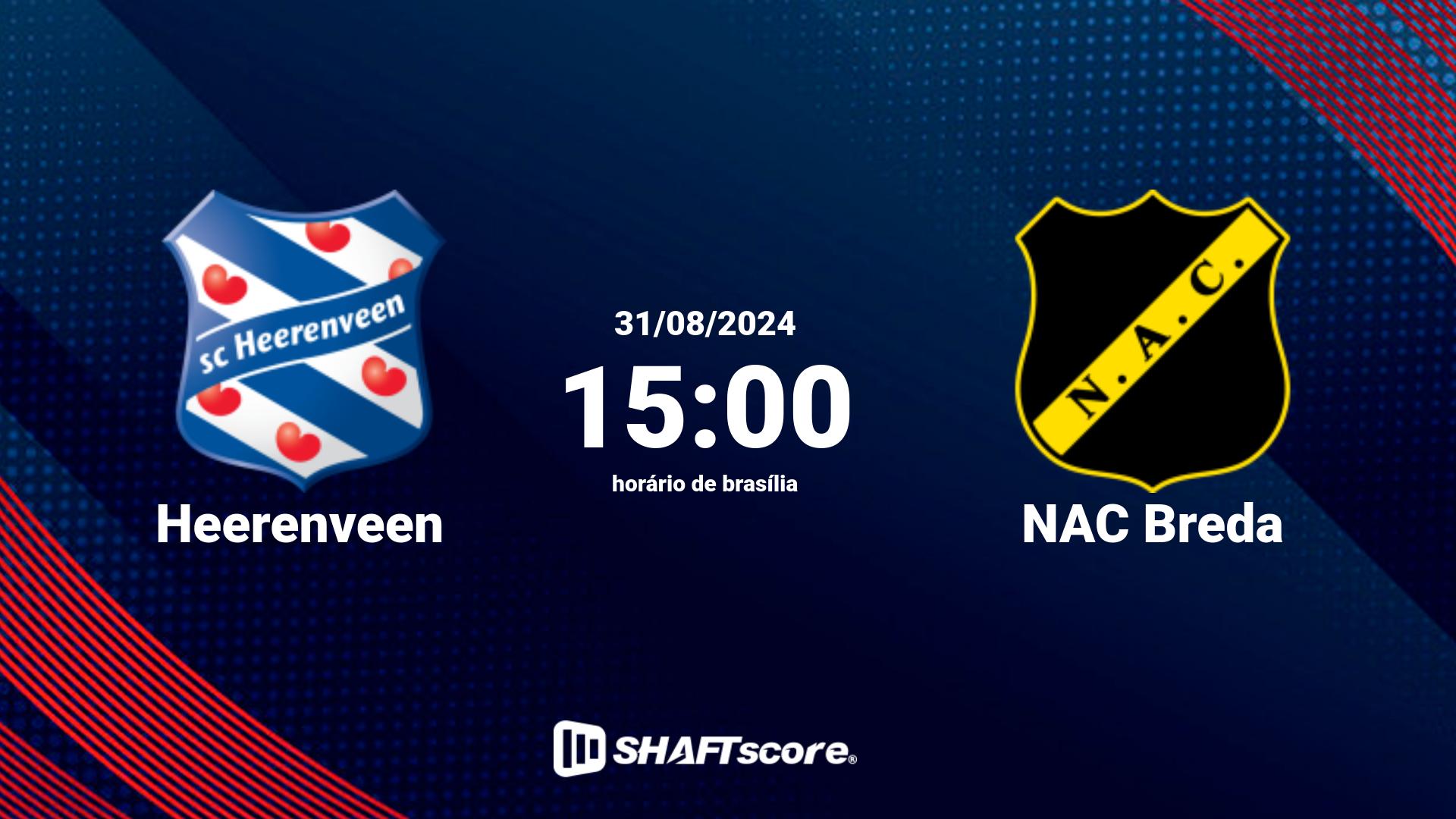 Estatísticas do jogo Heerenveen vs NAC Breda 31.08 15:00