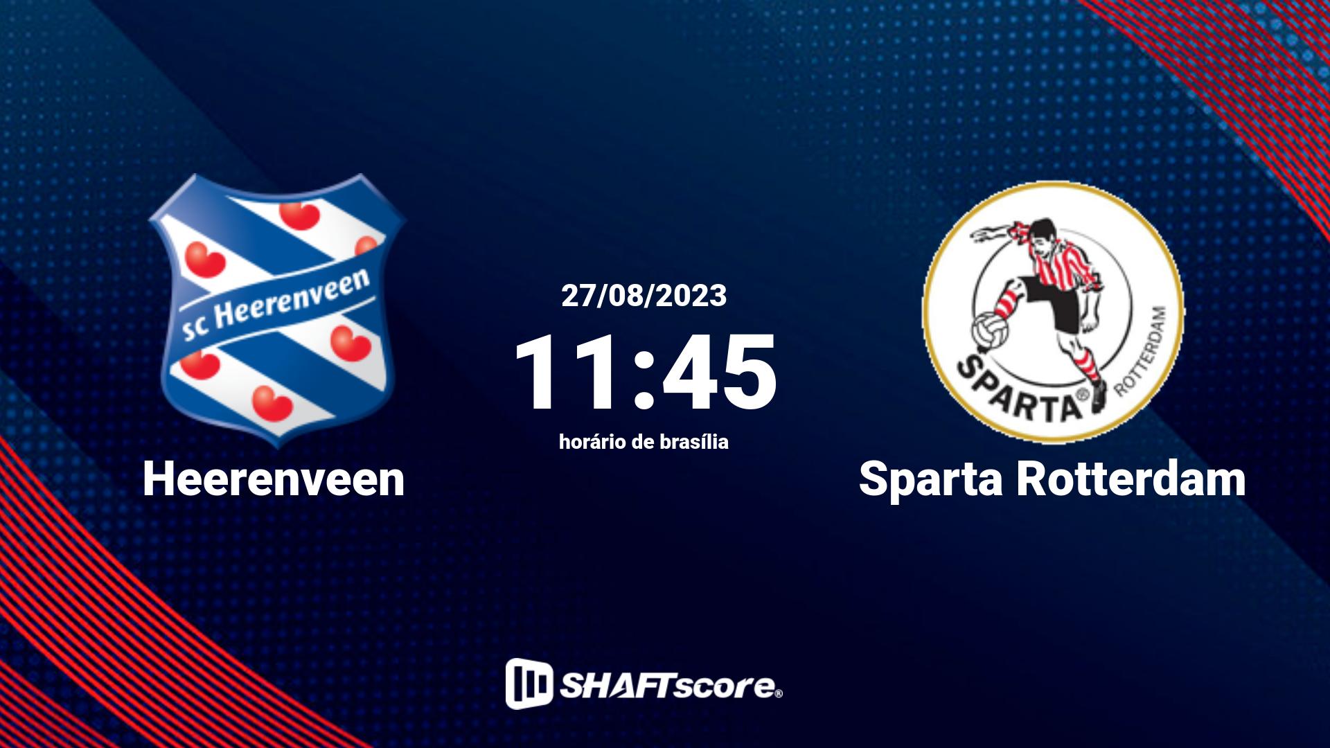 Estatísticas do jogo Heerenveen vs Sparta Rotterdam 27.08 11:45