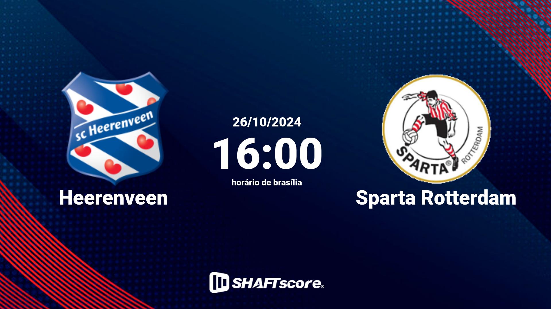 Estatísticas do jogo Heerenveen vs Sparta Rotterdam 26.10 16:00