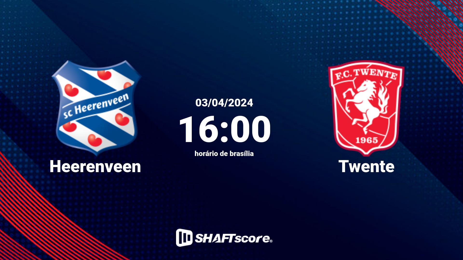 Estatísticas do jogo Heerenveen vs Twente 03.04 16:00