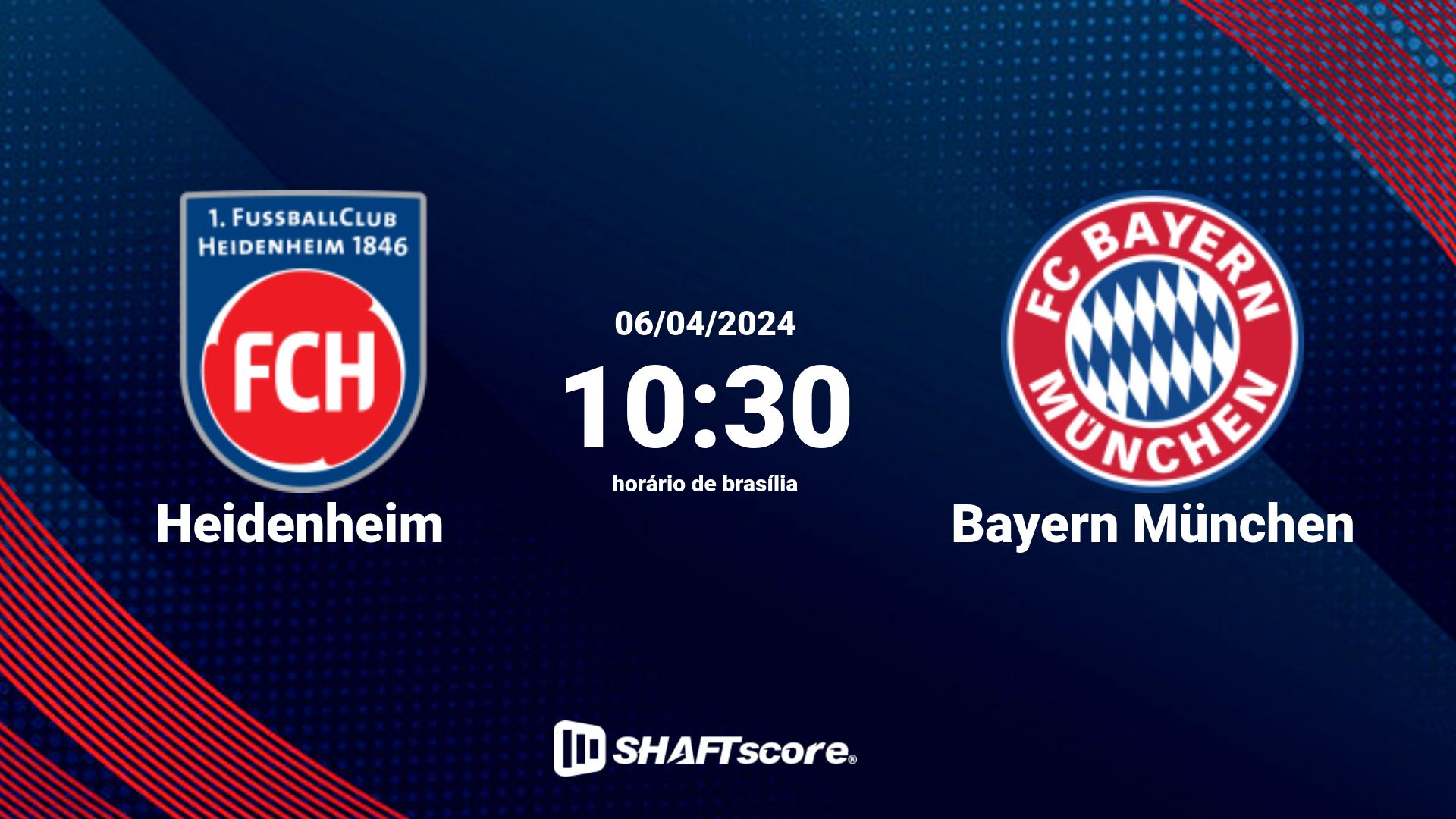 Estatísticas do jogo Heidenheim vs Bayern München 06.04 10:30