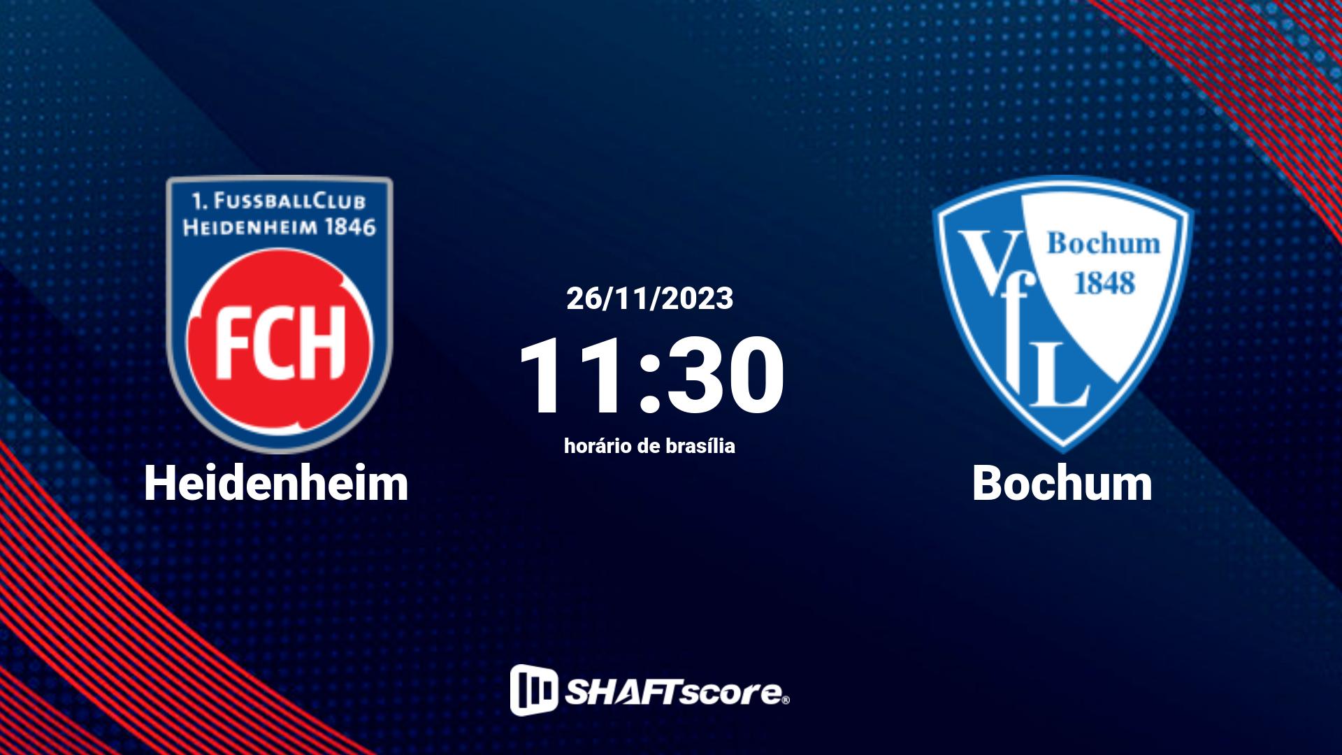 Estatísticas do jogo Heidenheim vs Bochum 26.11 11:30