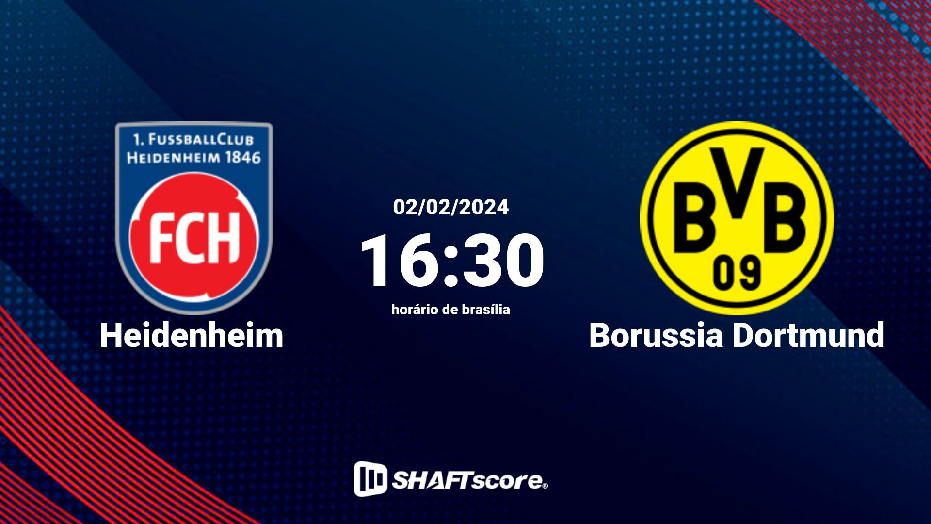 Estatísticas do jogo Heidenheim vs Borussia Dortmund 02.02 16:30