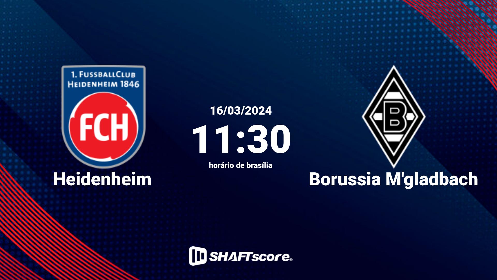 Estatísticas do jogo Heidenheim vs Borussia M'gladbach 16.03 11:30