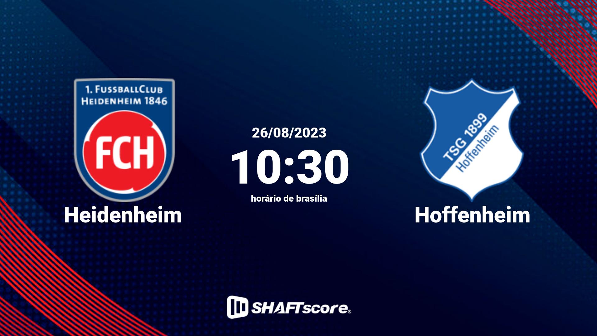 Estatísticas do jogo Heidenheim vs Hoffenheim 26.08 10:30