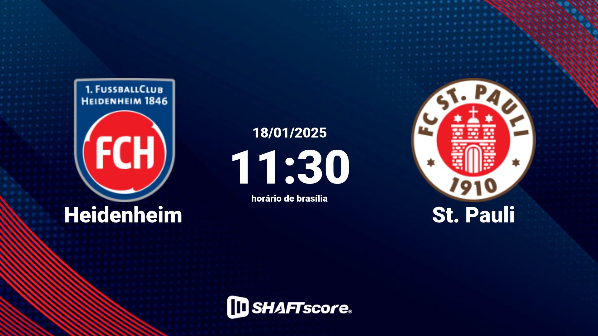 Estatísticas do jogo Heidenheim vs St. Pauli 18.01 11:30