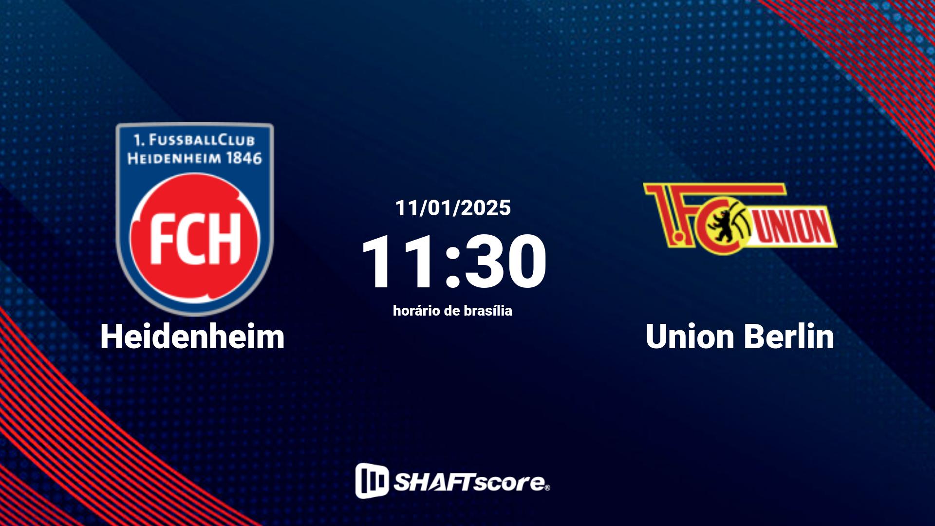 Estatísticas do jogo Heidenheim vs Union Berlin 11.01 11:30