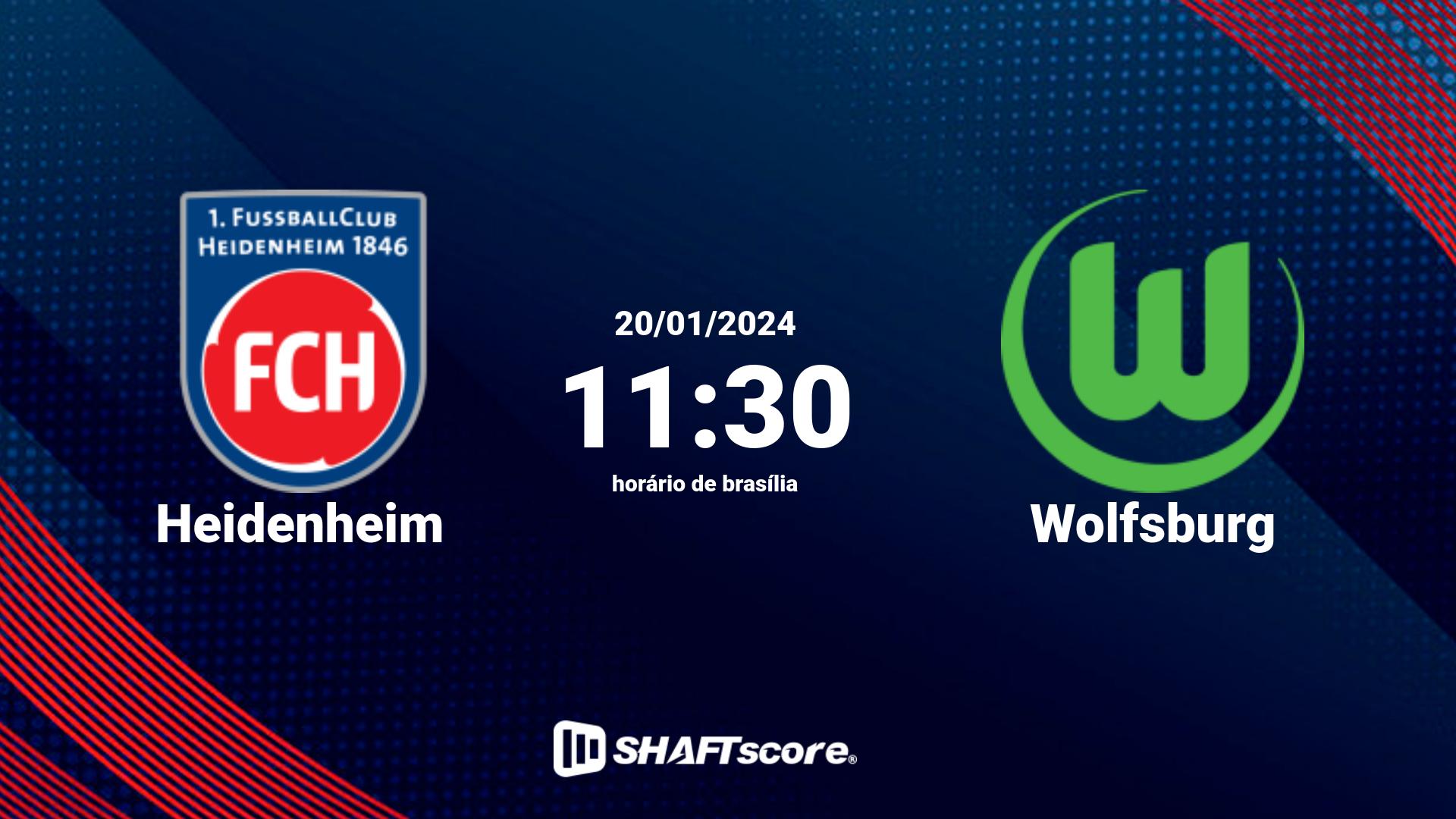 Estatísticas do jogo Heidenheim vs Wolfsburg 20.01 11:30