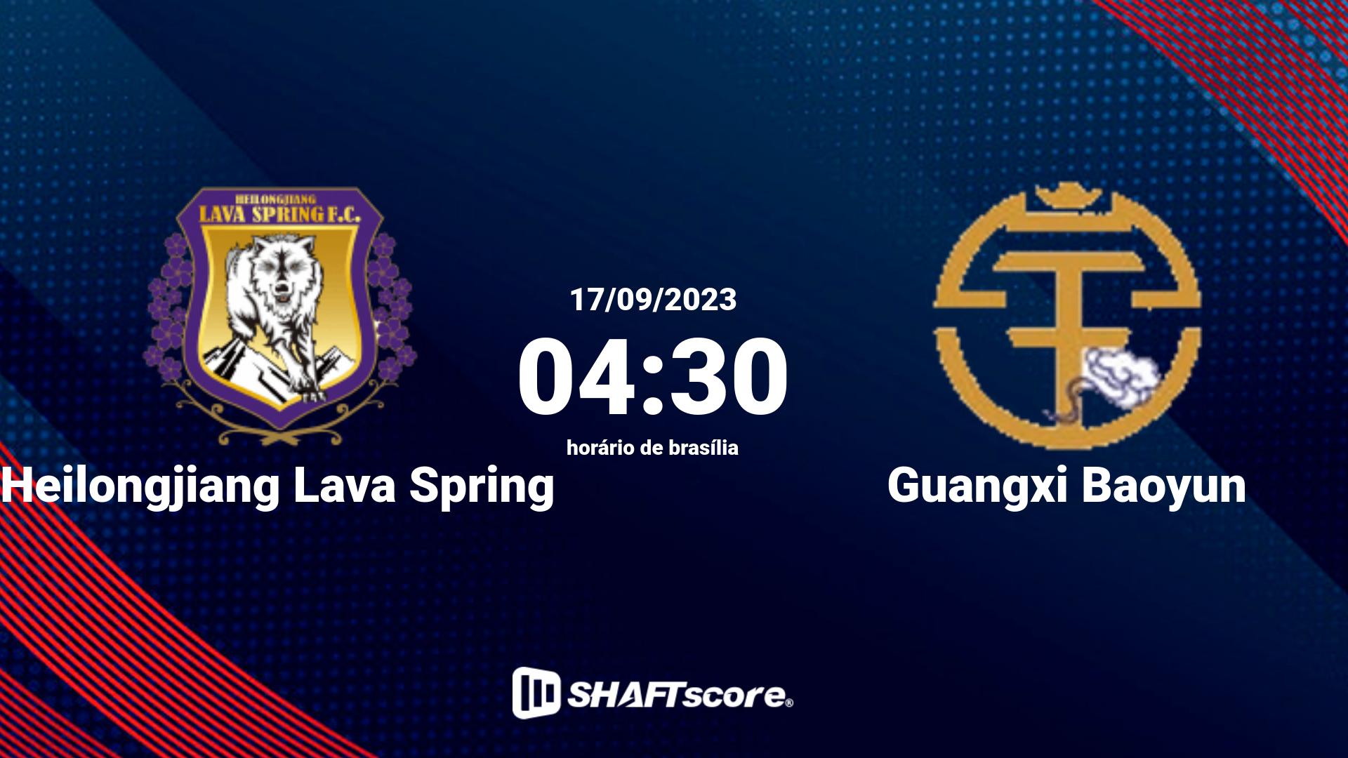 Estatísticas do jogo Heilongjiang Lava Spring vs Guangxi Baoyun 17.09 04:30