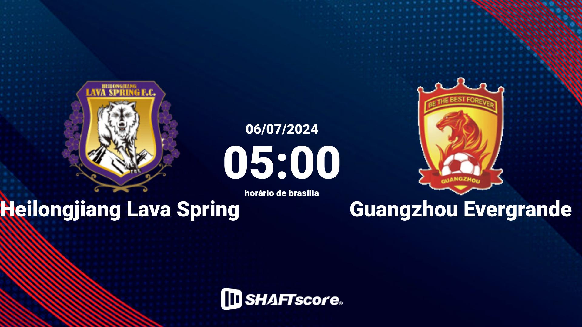 Estatísticas do jogo Heilongjiang Lava Spring vs Guangzhou Evergrande 06.07 05:00