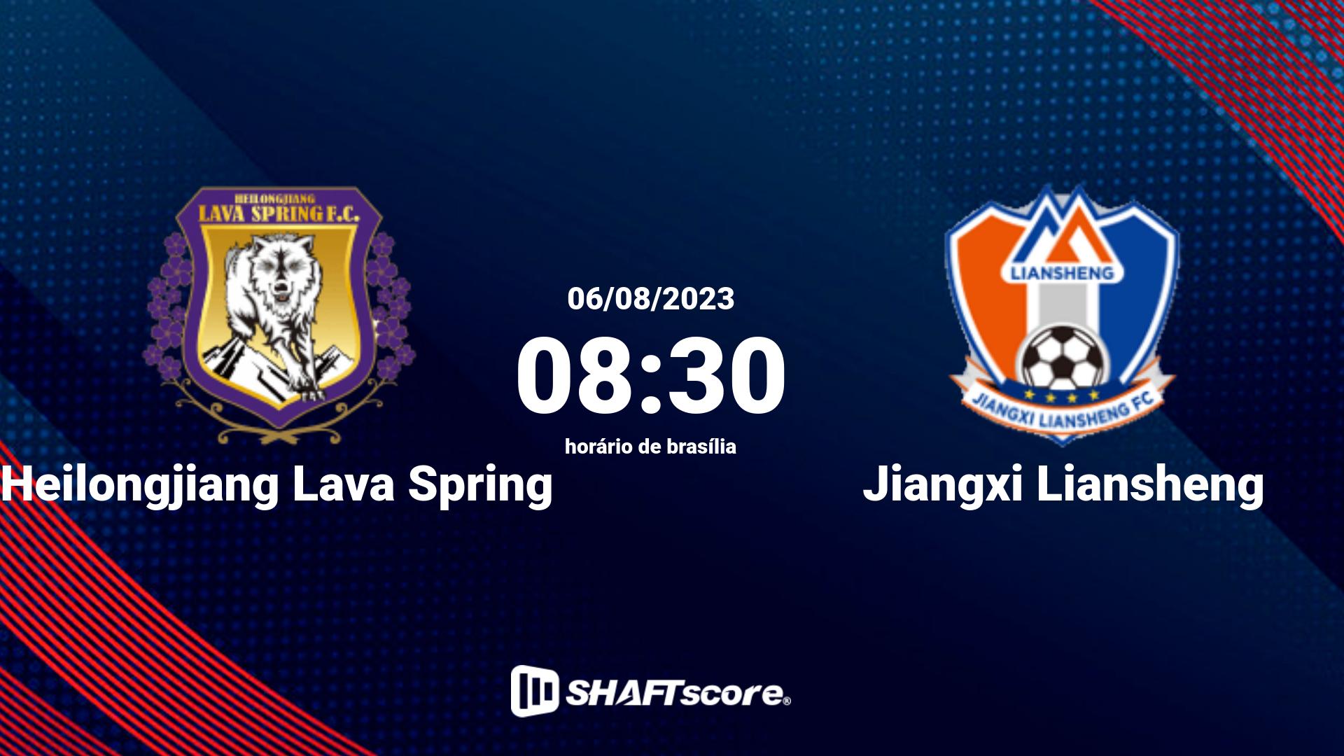 Estatísticas do jogo Heilongjiang Lava Spring vs Jiangxi Liansheng 06.08 08:30