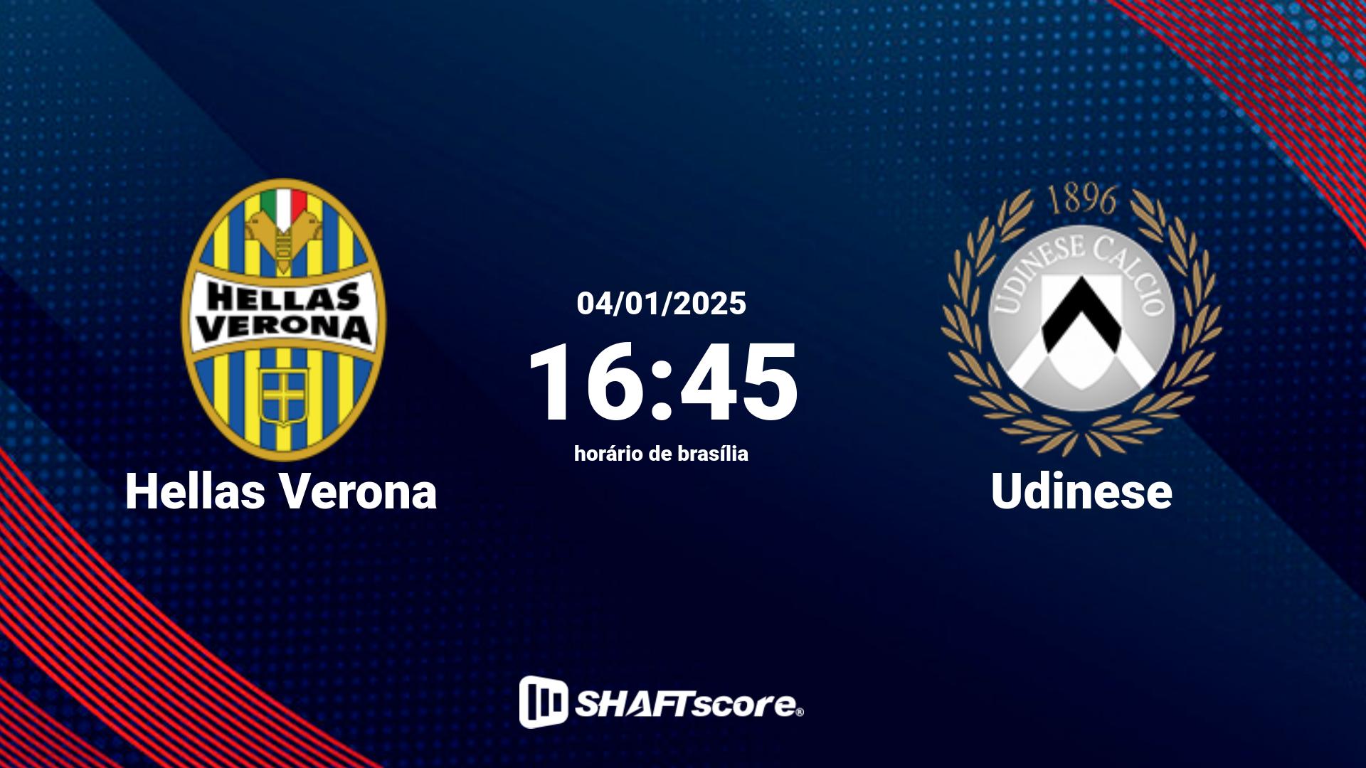 Estatísticas do jogo Hellas Verona vs Udinese 04.01 16:45