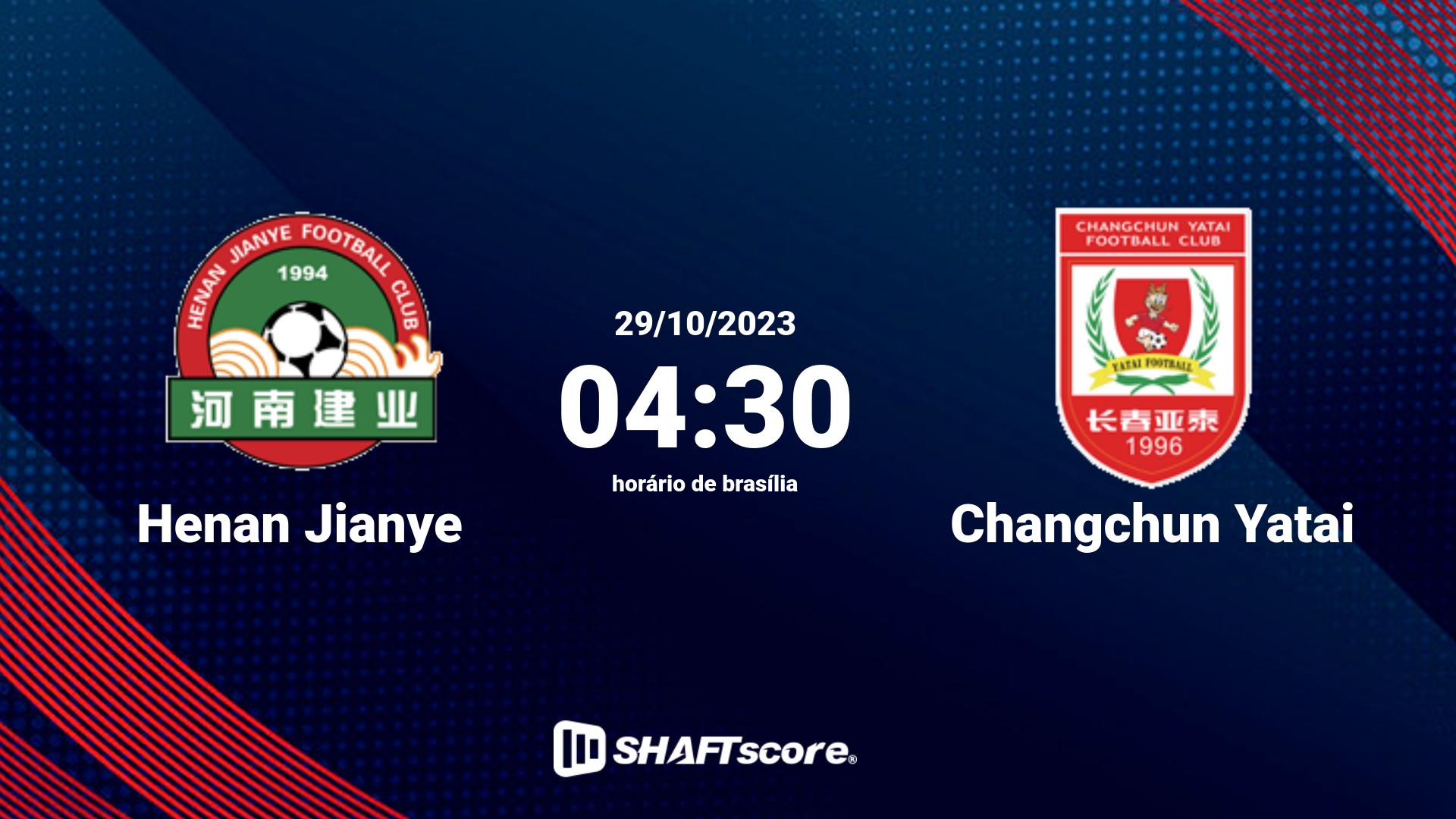 Estatísticas do jogo Henan Jianye vs Changchun Yatai 29.10 04:30