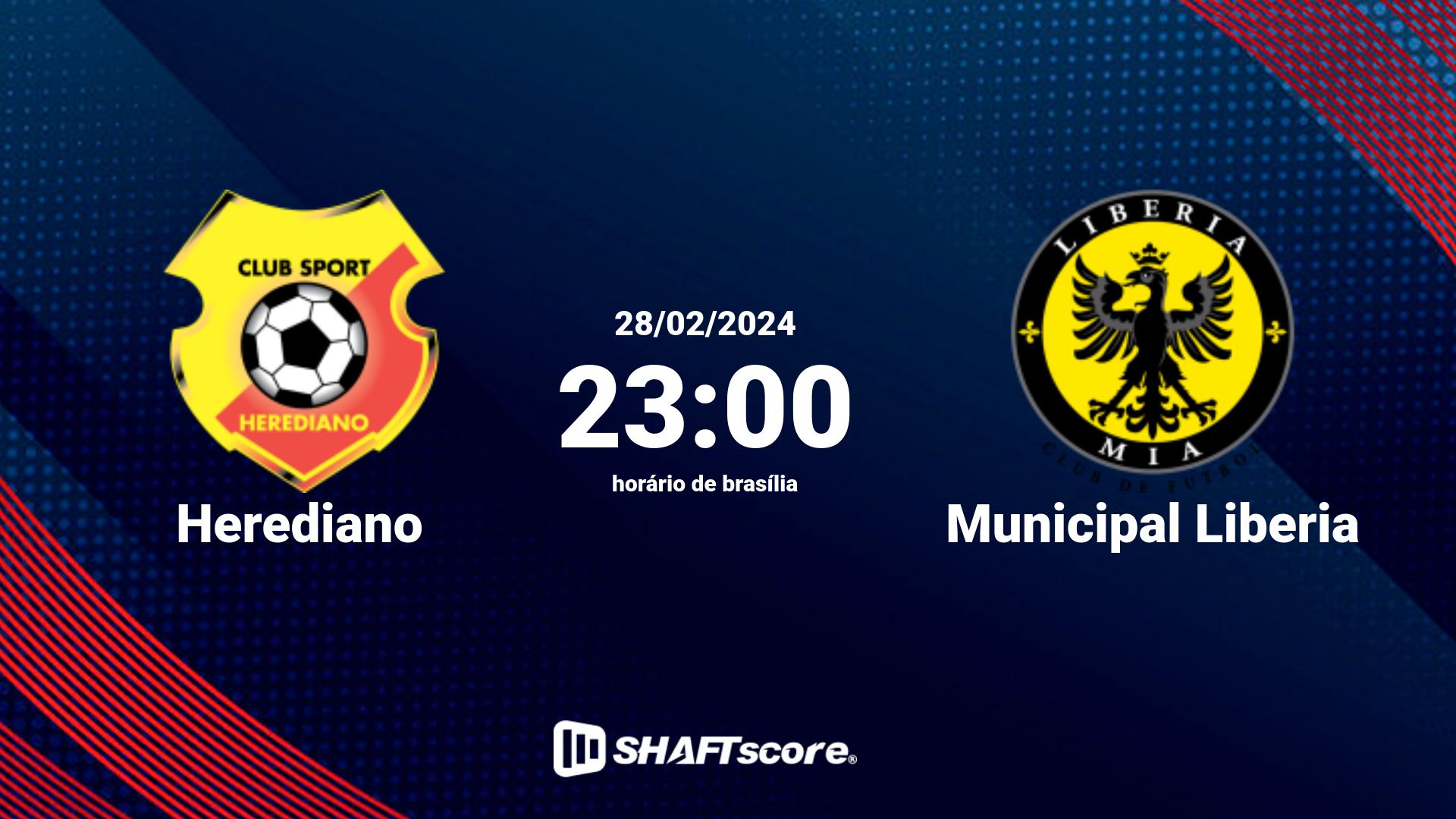 Estatísticas do jogo Herediano vs Municipal Liberia 28.02 23:00