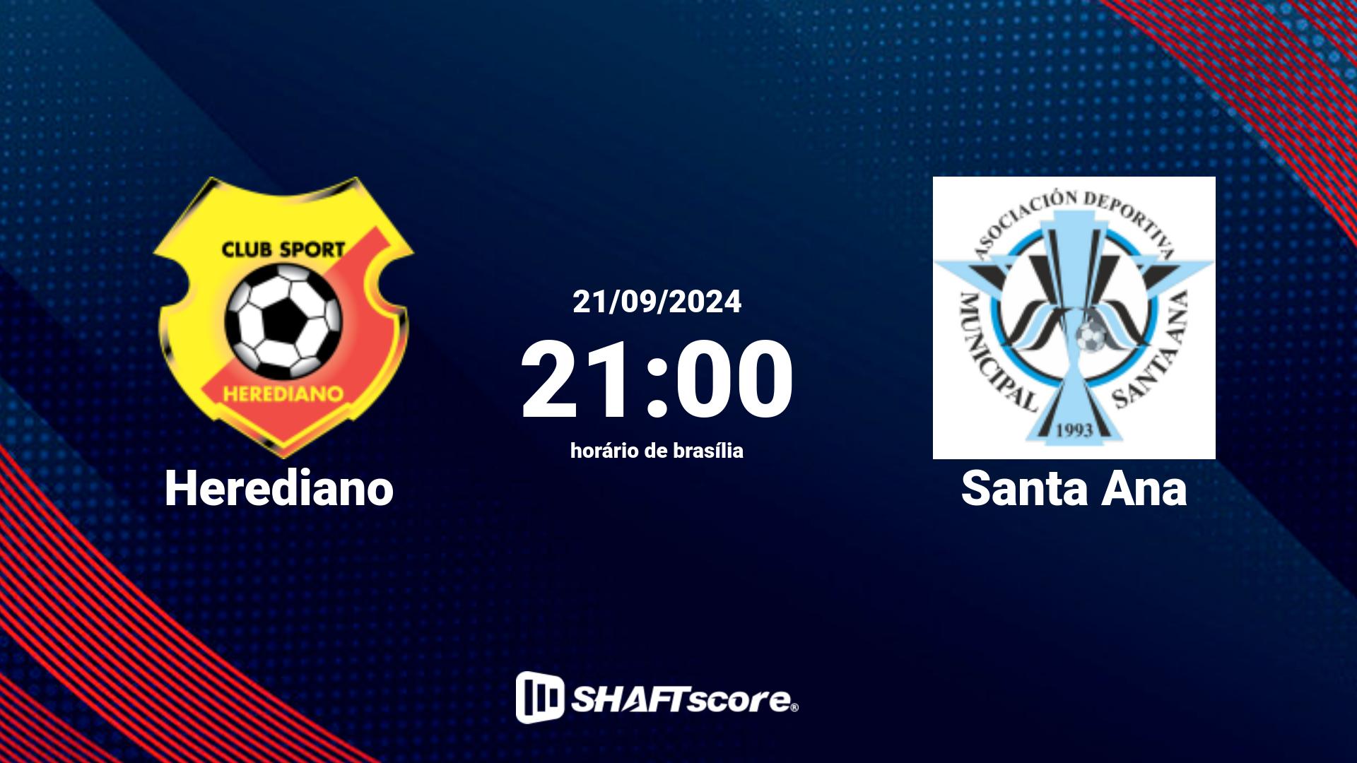 Estatísticas do jogo Herediano vs Santa Ana 21.09 21:00