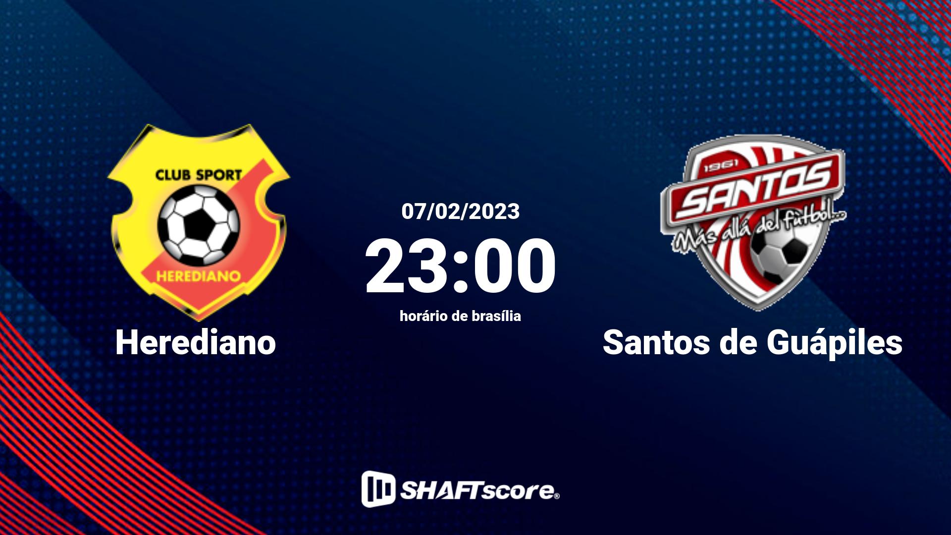 Estatísticas do jogo Herediano vs Santos de Guápiles 07.02 23:00